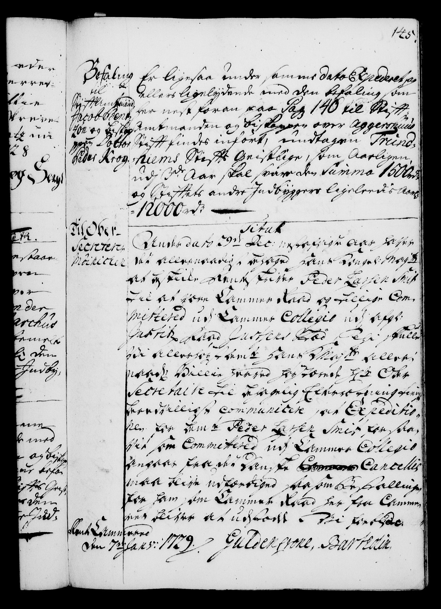 Rentekammeret, Kammerkanselliet, RA/EA-3111/G/Gg/Gga/L0003: Norsk ekspedisjonsprotokoll med register (merket RK 53.3), 1727-1734, p. 145