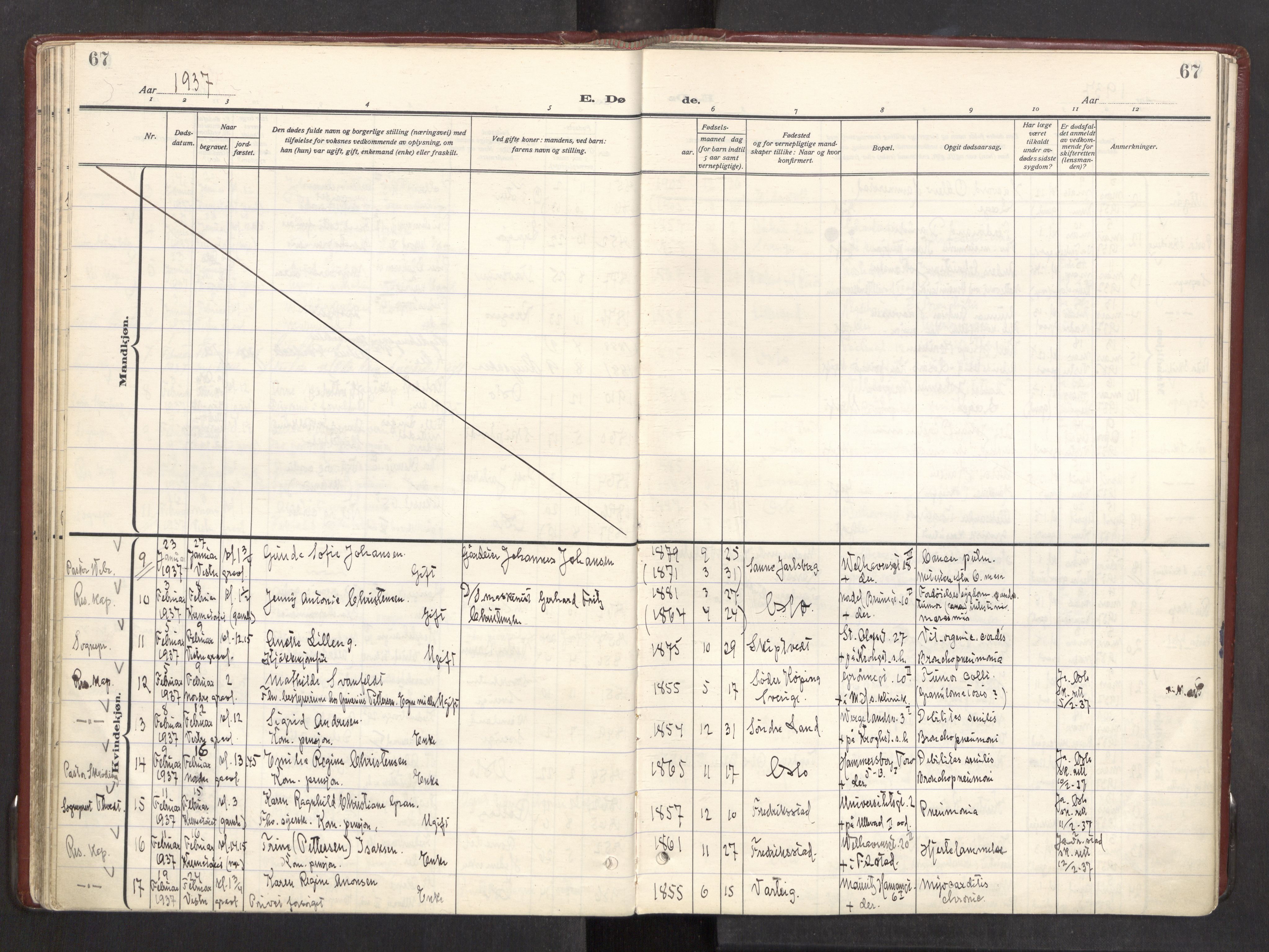 Trefoldighet prestekontor Kirkebøker, AV/SAO-A-10882/F/Fd/L0006: Parish register (official) no. IV 6, 1929-1957, p. 67