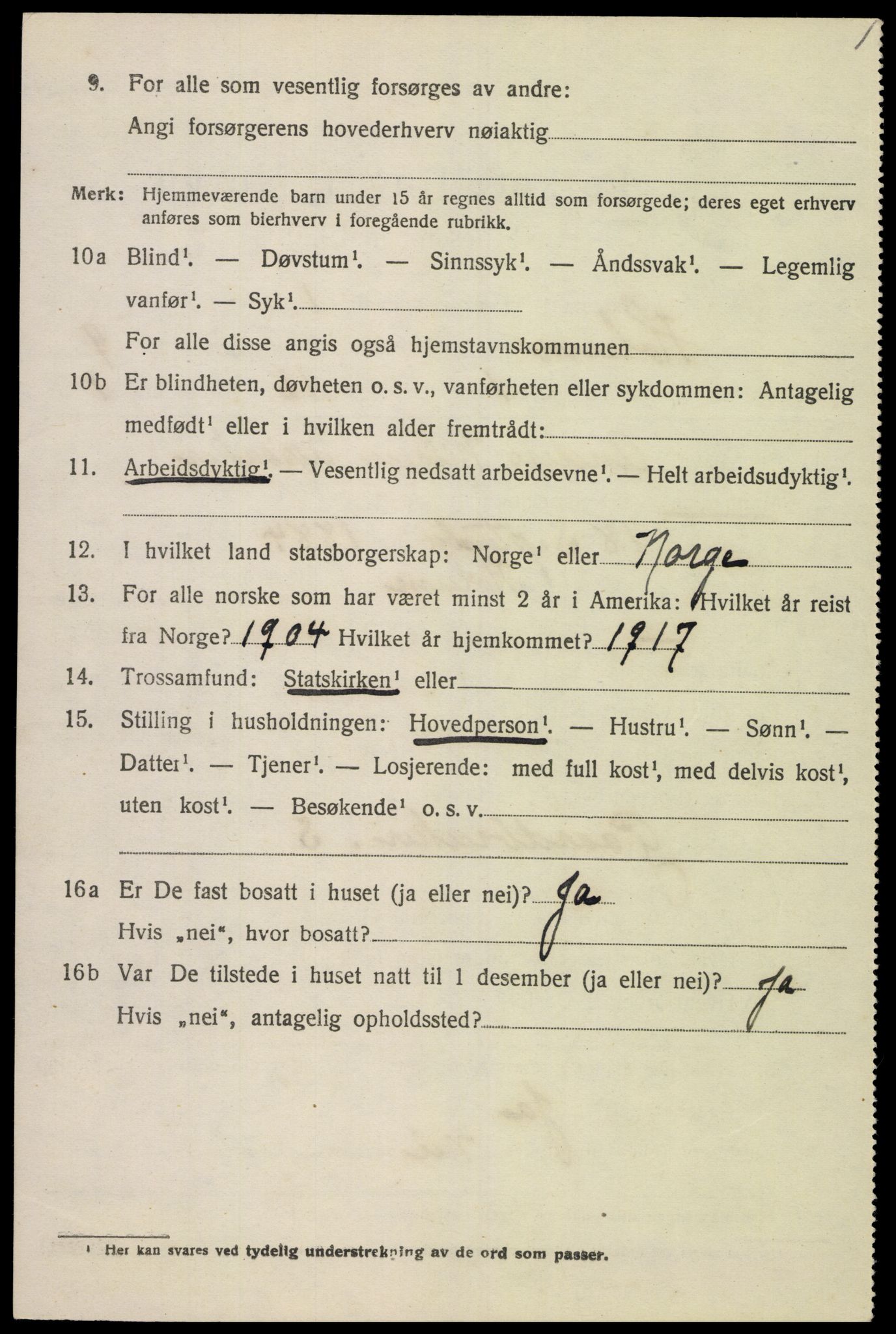 SAK, 1920 census for Holum, 1920, p. 2644