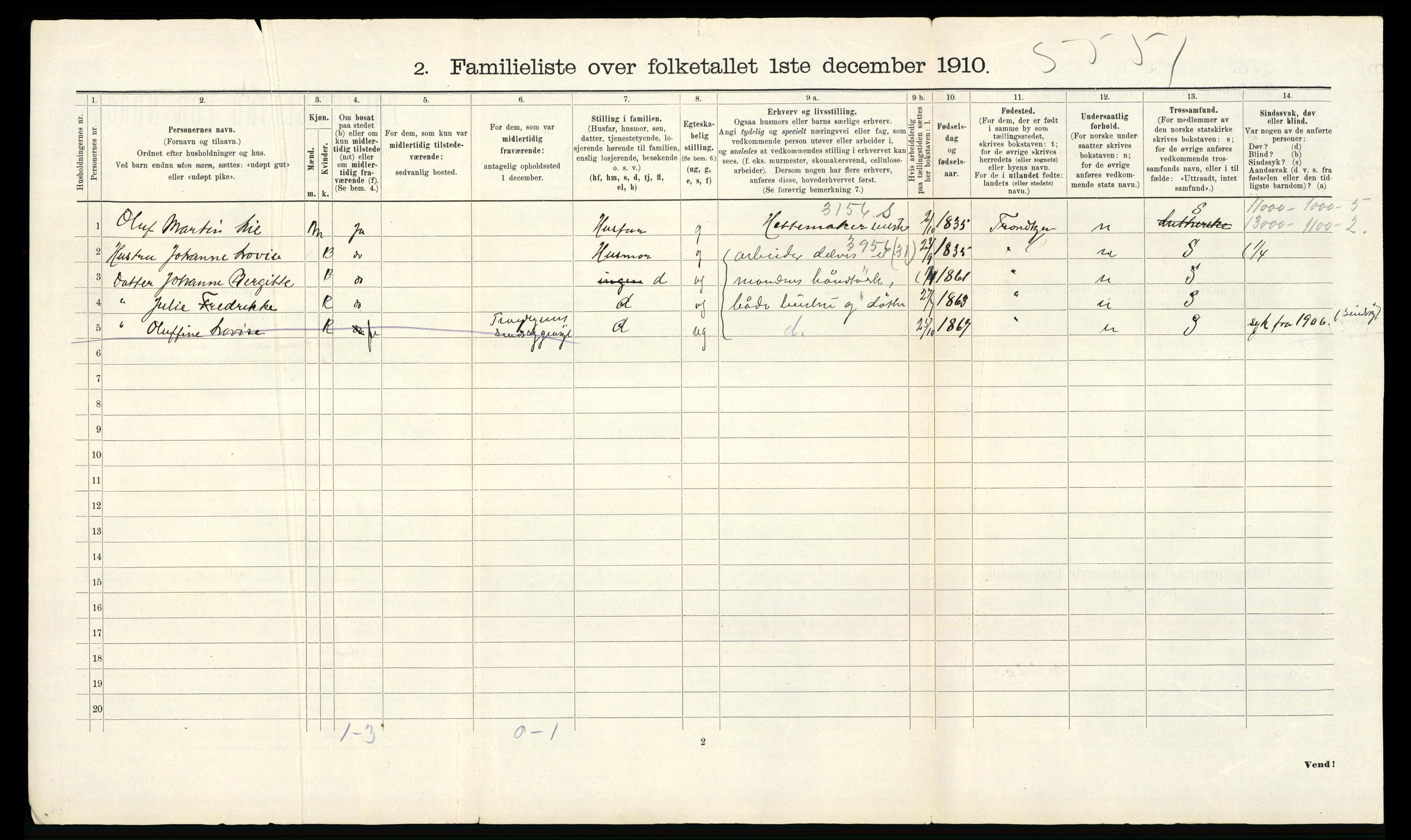 RA, 1910 census for Trondheim, 1910, p. 6390