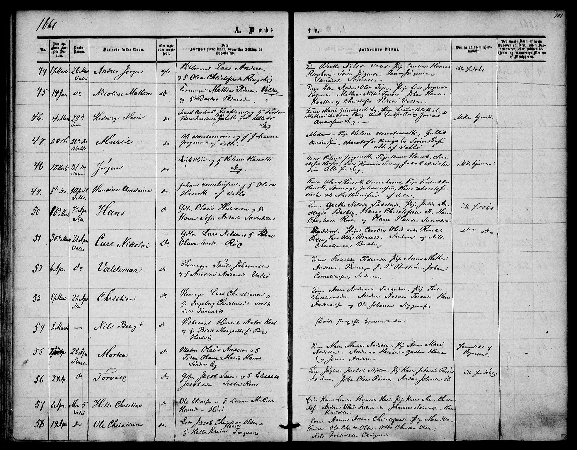 Sem kirkebøker, SAKO/A-5/F/Fa/L0007: Parish register (official) no. I 7, 1856-1865, p. 101