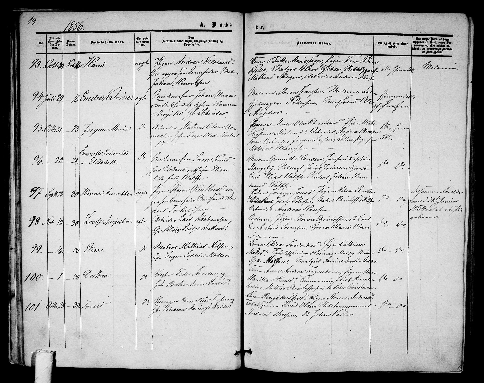 Tønsberg kirkebøker, AV/SAKO-A-330/G/Ga/L0003: Parish register (copy) no. 3, 1855-1864, p. 19