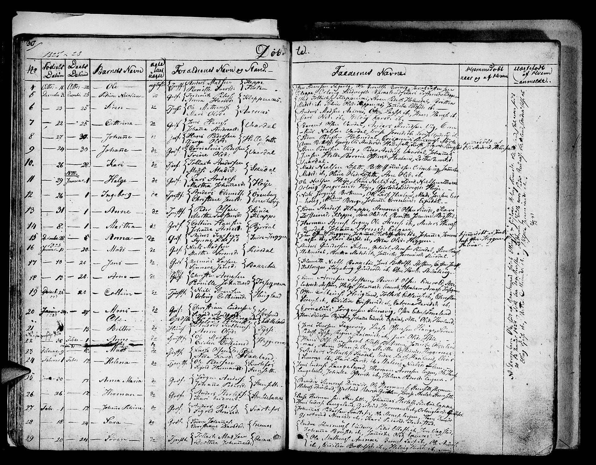Fjaler sokneprestembete, AV/SAB-A-79801/H/Haa/Haaa/L0005: Parish register (official) no. A 5, 1821-1835, p. 30