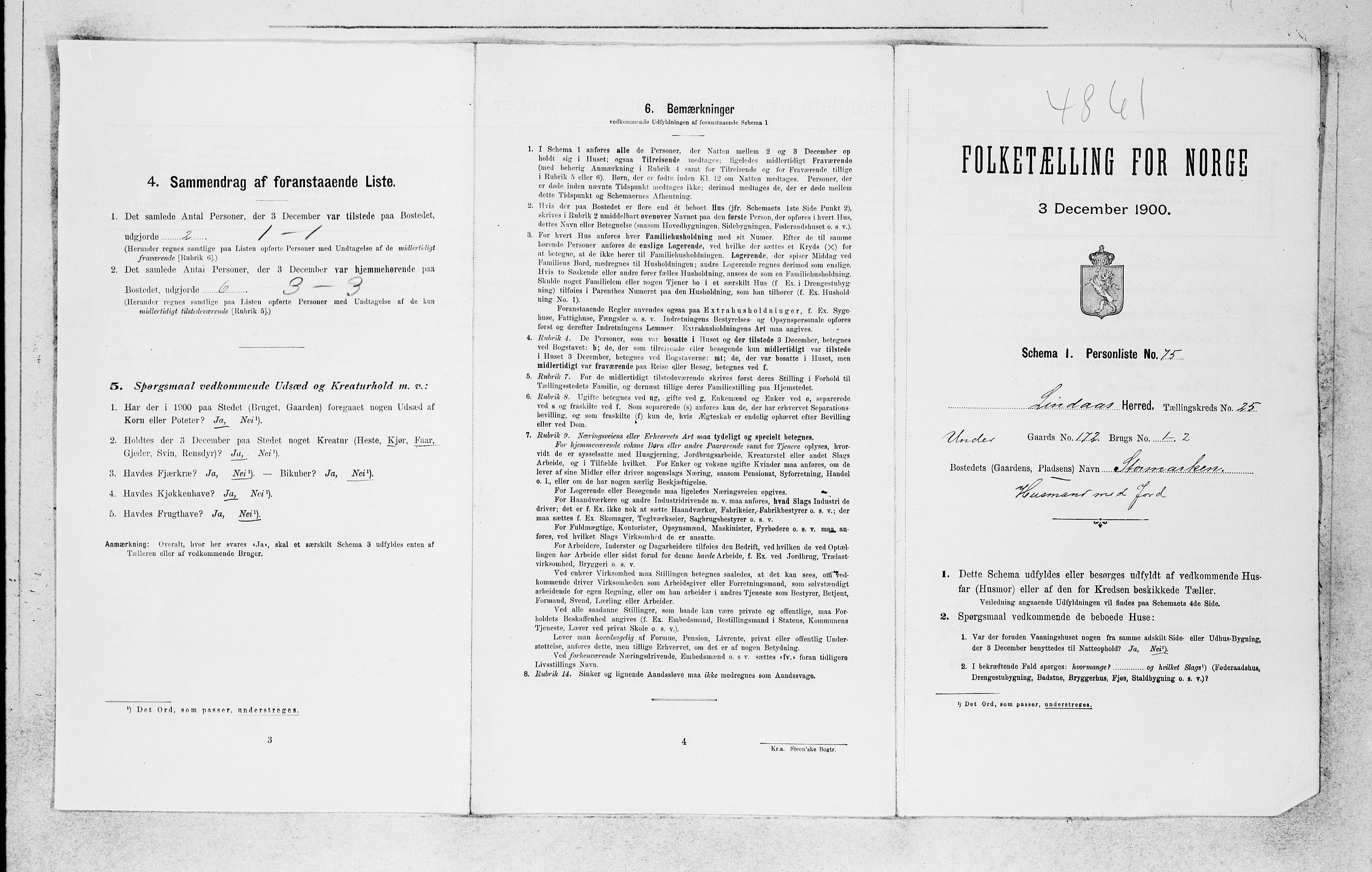 SAB, 1900 census for Lindås, 1900, p. 2135