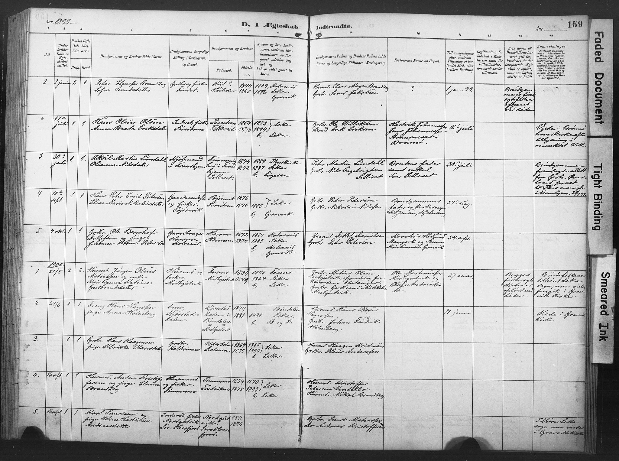 Ministerialprotokoller, klokkerbøker og fødselsregistre - Nord-Trøndelag, AV/SAT-A-1458/789/L0706: Parish register (copy) no. 789C01, 1888-1931, p. 159