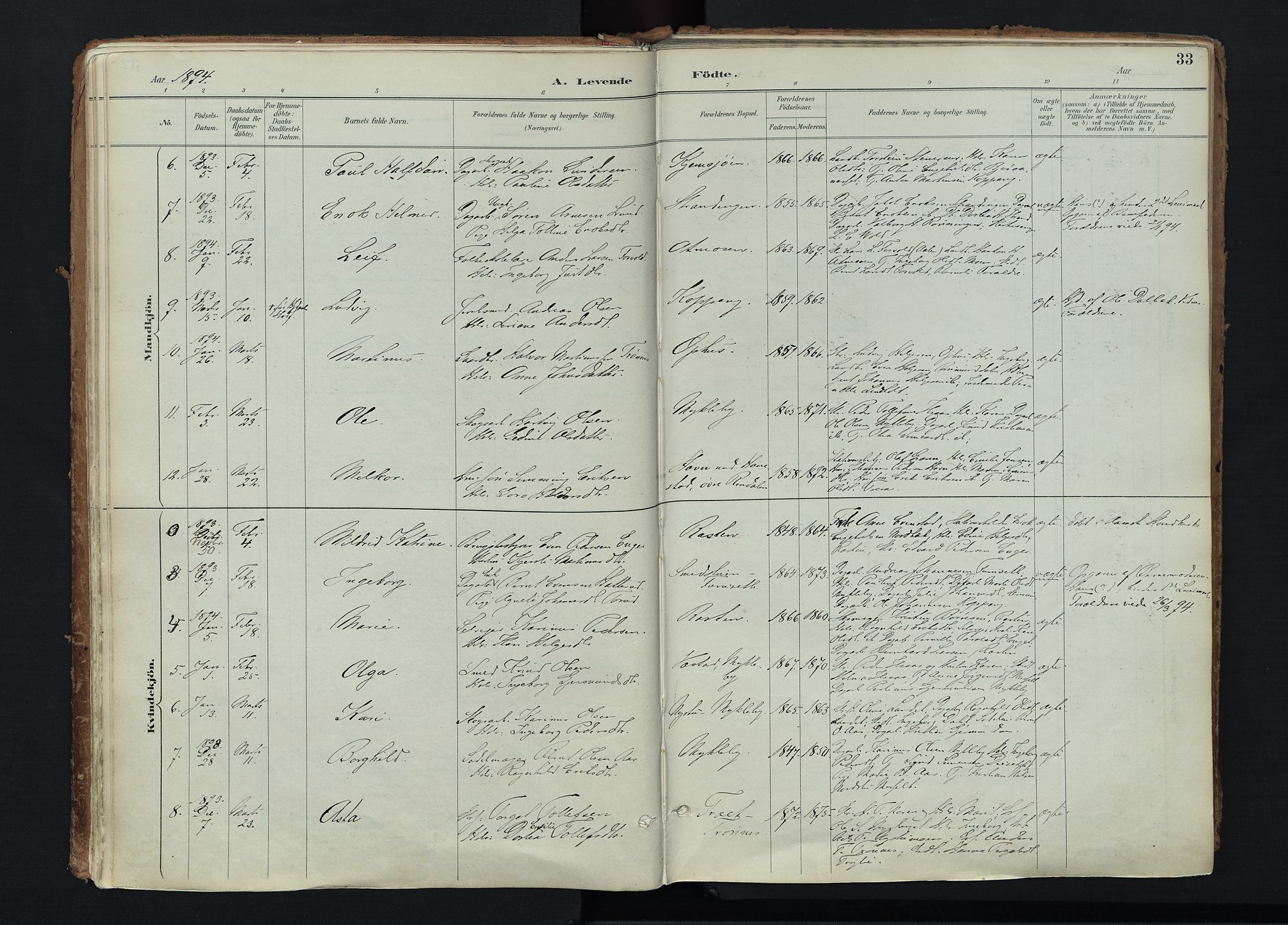 Stor-Elvdal prestekontor, AV/SAH-PREST-052/H/Ha/Haa/L0004: Parish register (official) no. 4, 1890-1922, p. 33