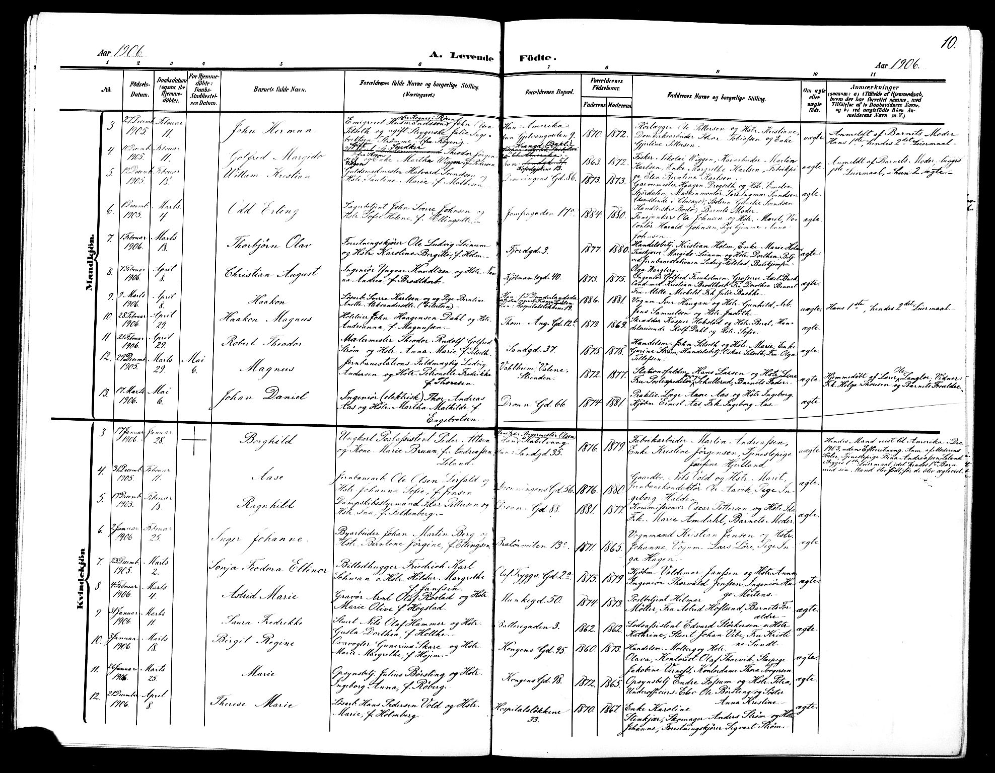 Ministerialprotokoller, klokkerbøker og fødselsregistre - Sør-Trøndelag, SAT/A-1456/602/L0146: Parish register (copy) no. 602C14, 1904-1914, p. 10