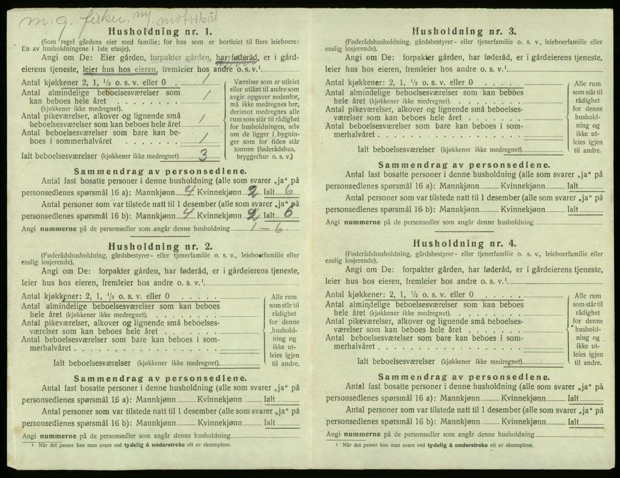 SAB, 1920 census for Sund, 1920, p. 838