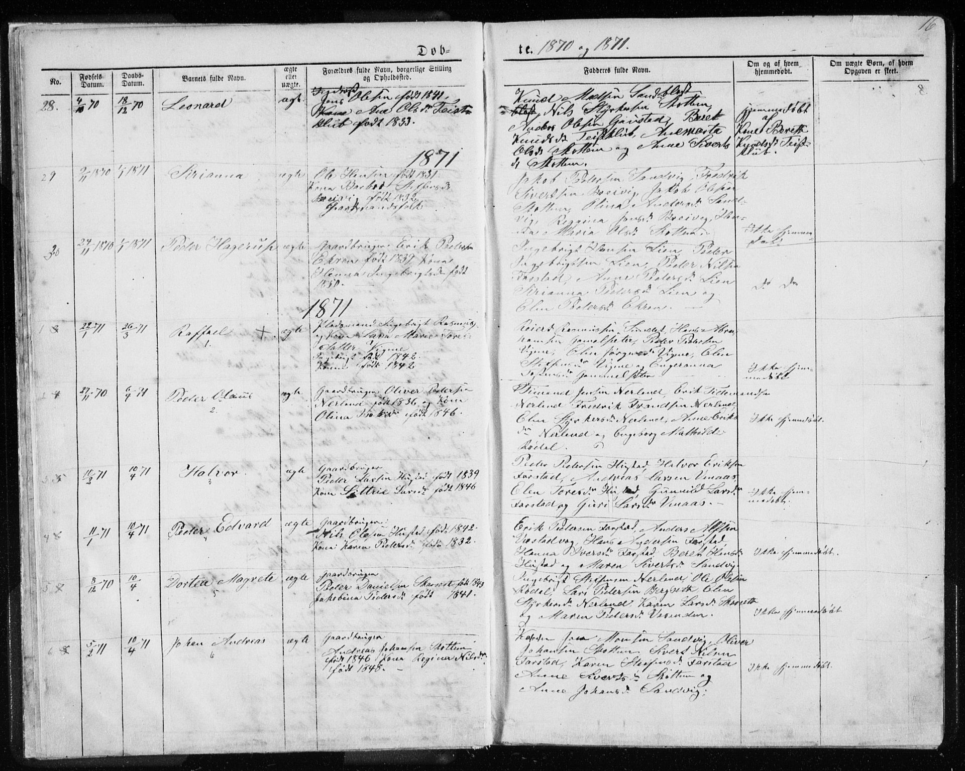 Ministerialprotokoller, klokkerbøker og fødselsregistre - Møre og Romsdal, AV/SAT-A-1454/567/L0782: Parish register (copy) no. 567C02, 1867-1886, p. 16