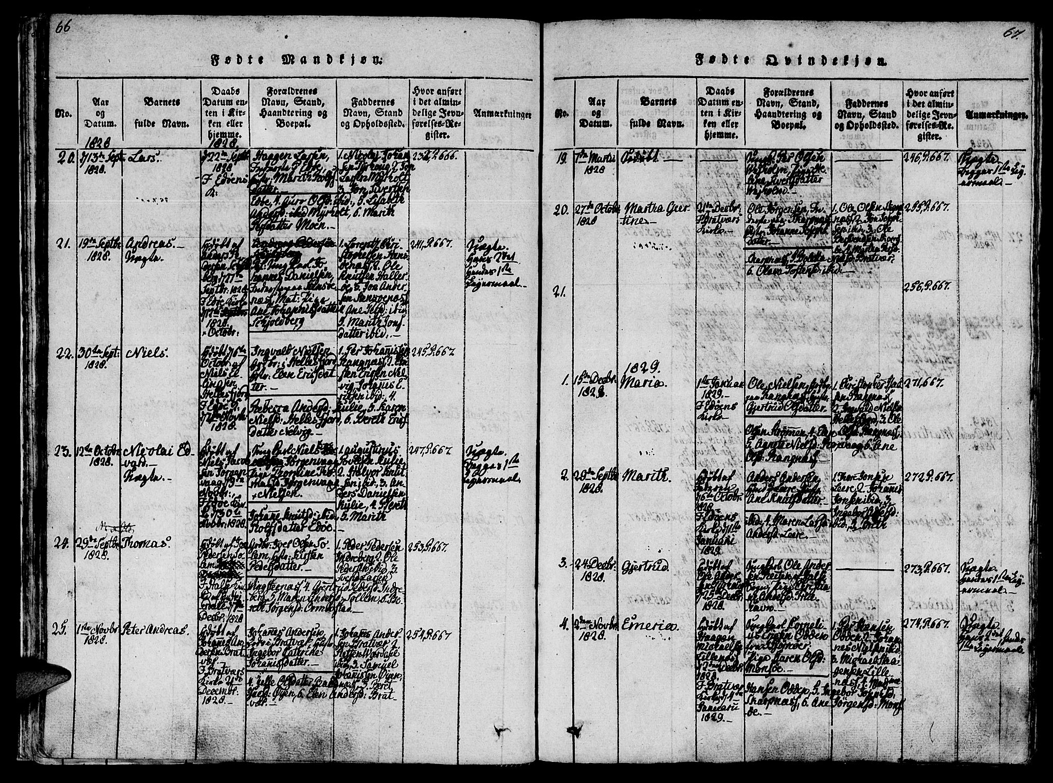 Ministerialprotokoller, klokkerbøker og fødselsregistre - Møre og Romsdal, SAT/A-1454/581/L0933: Parish register (official) no. 581A03 /1, 1819-1836, p. 66-67
