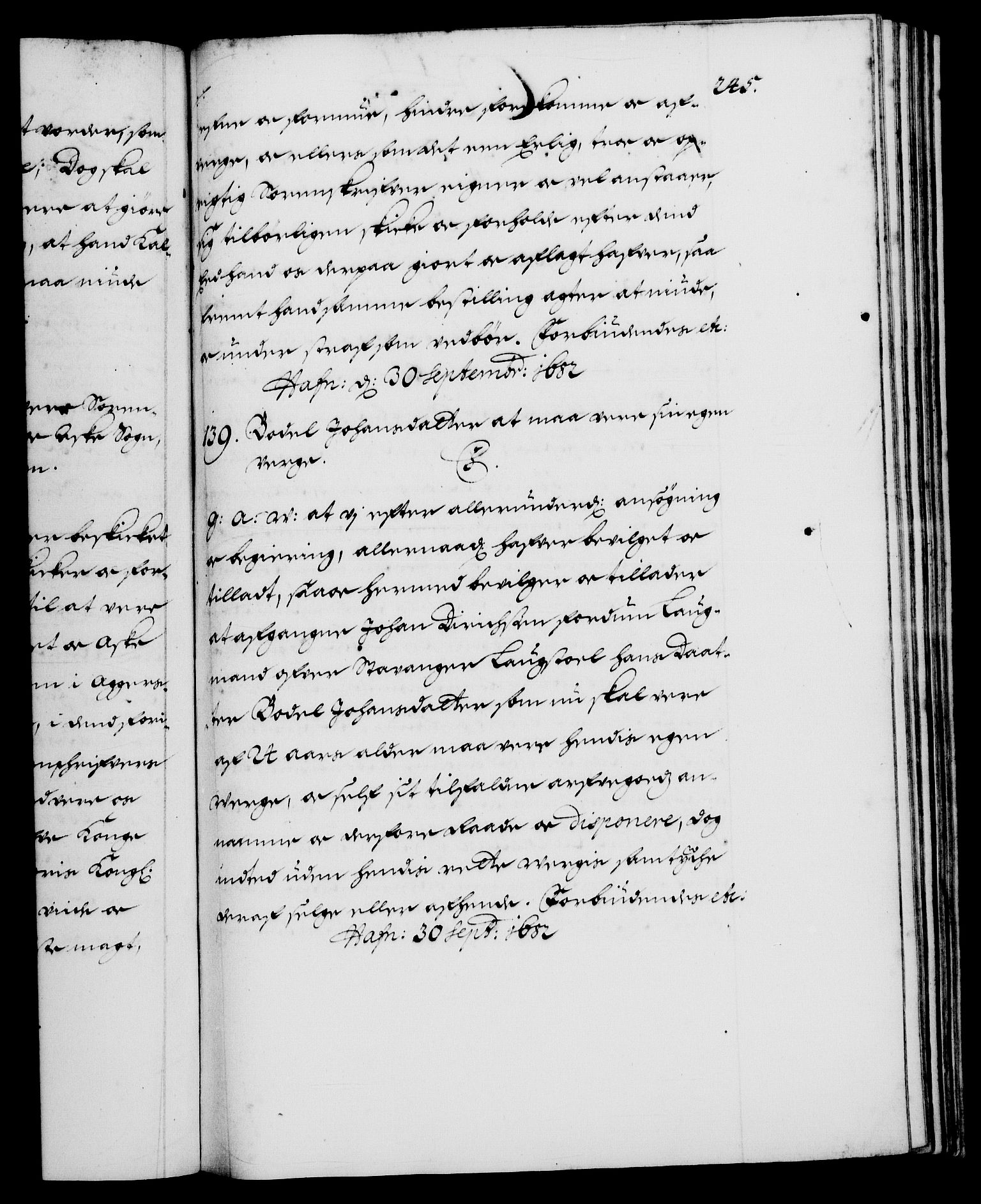 Danske Kanselli 1572-1799, RA/EA-3023/F/Fc/Fca/Fcaa/L0013: Norske registre (mikrofilm), 1681-1684, p. 245a