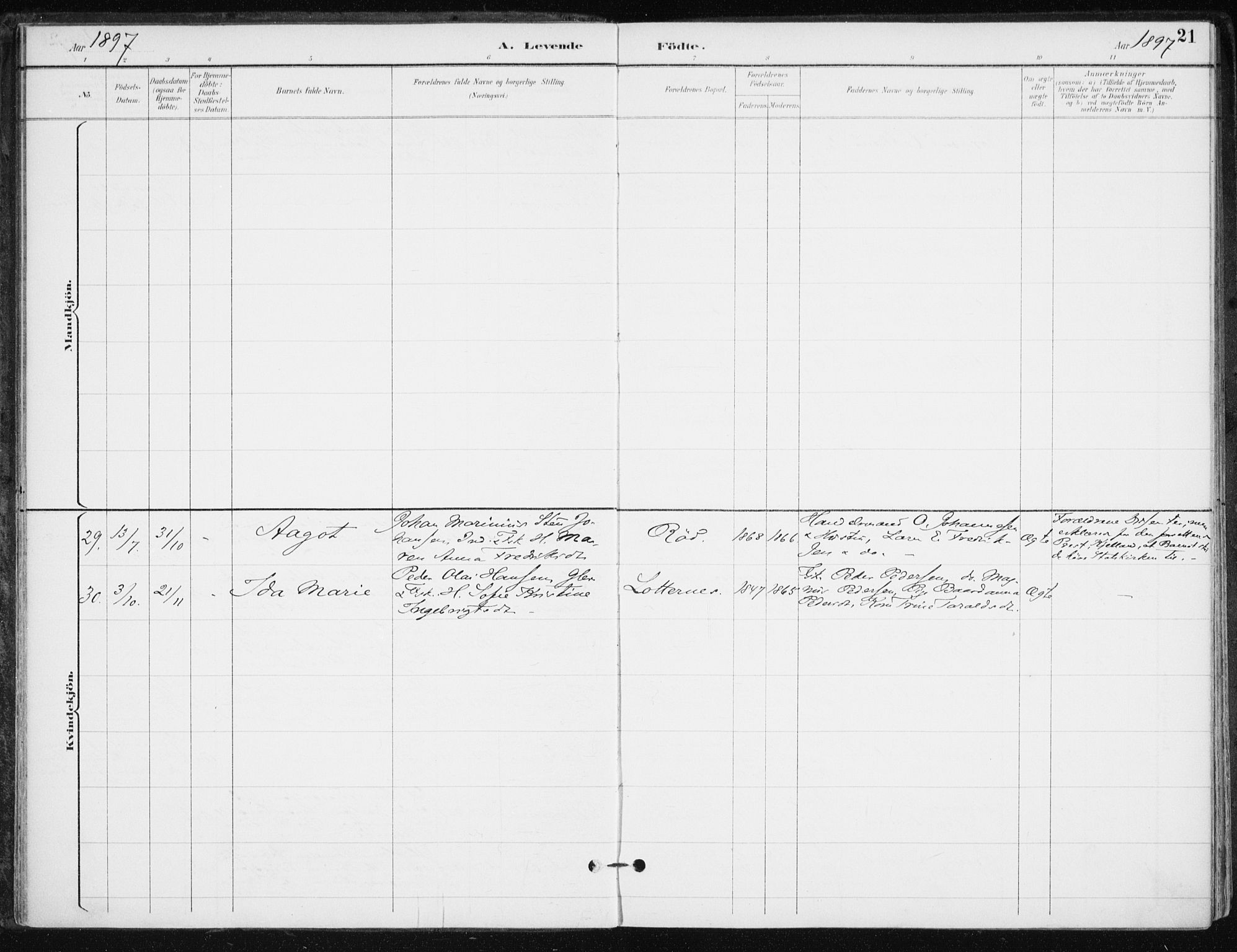 Salangen sokneprestembete, AV/SATØ-S-1324/H/Ha/L0001kirke: Parish register (official) no. 1, 1893-1911, p. 21