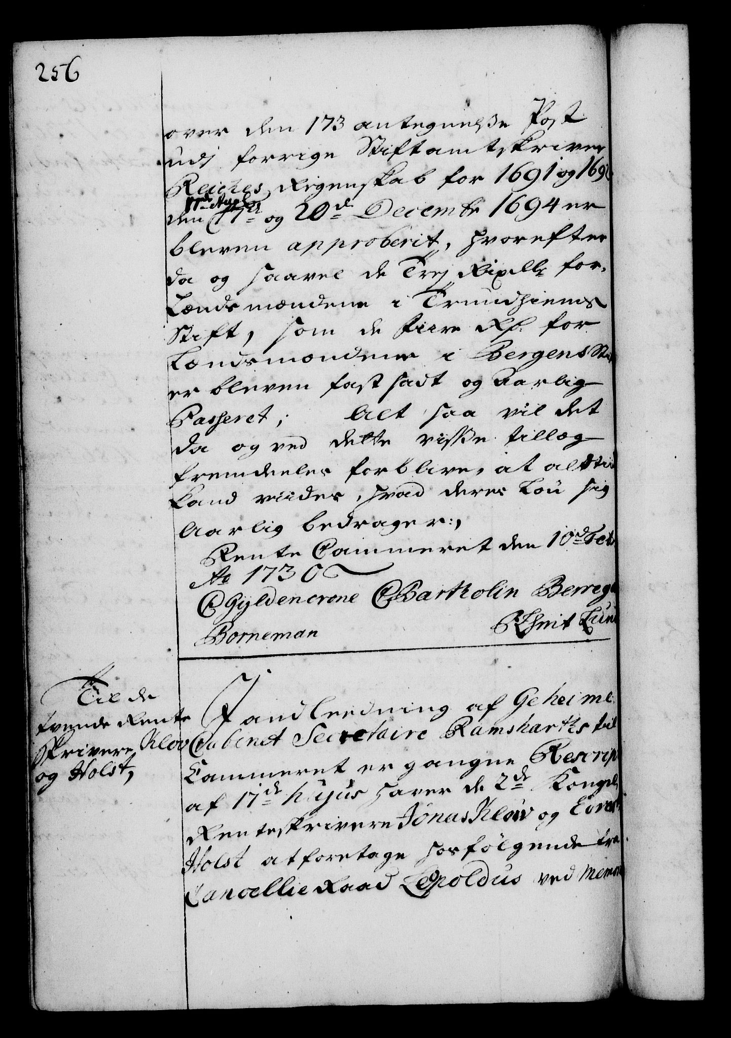 Rentekammeret, Kammerkanselliet, RA/EA-3111/G/Gg/Gga/L0003: Norsk ekspedisjonsprotokoll med register (merket RK 53.3), 1727-1734, p. 256