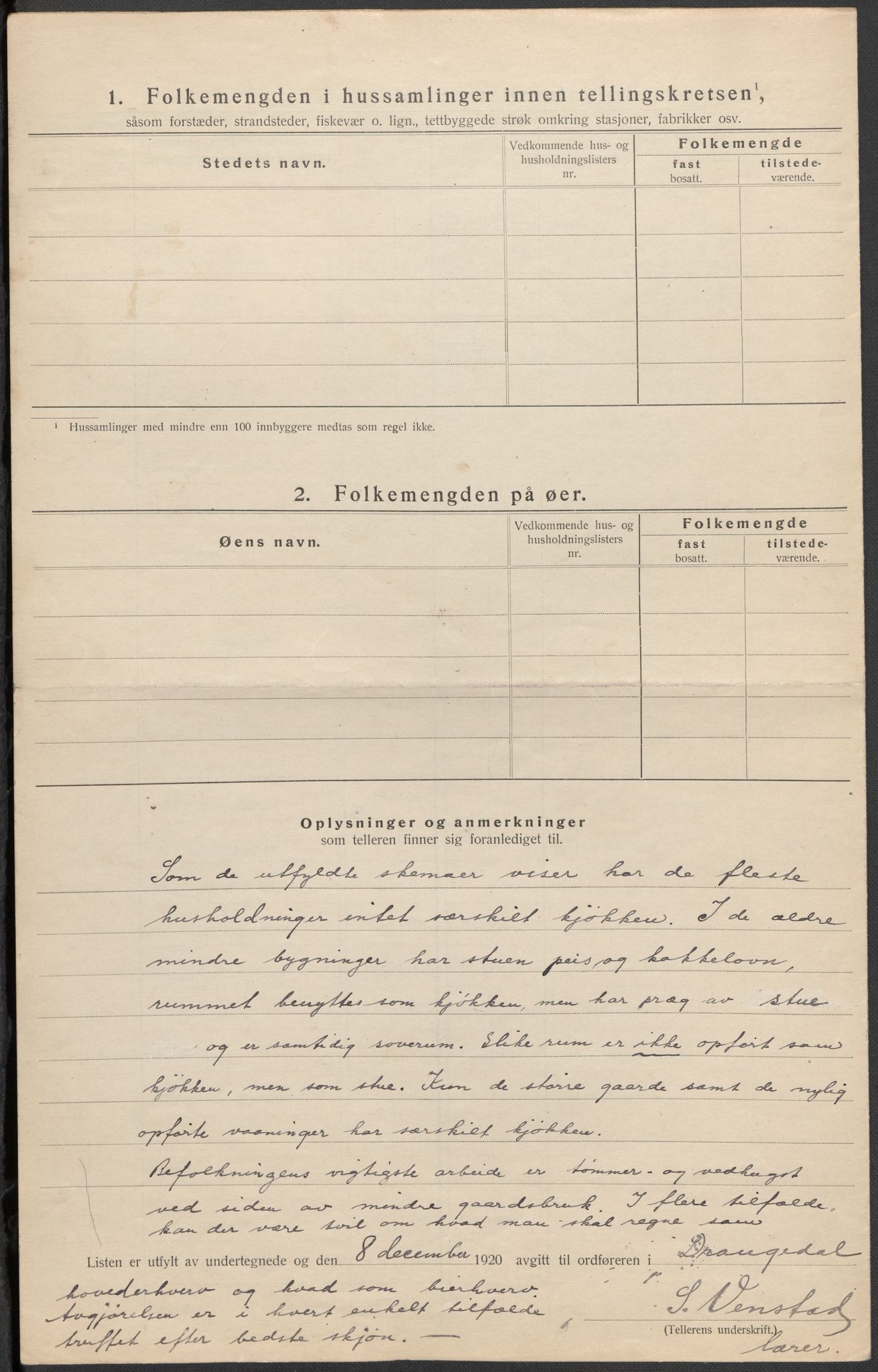 SAKO, 1920 census for Drangedal, 1920, p. 70