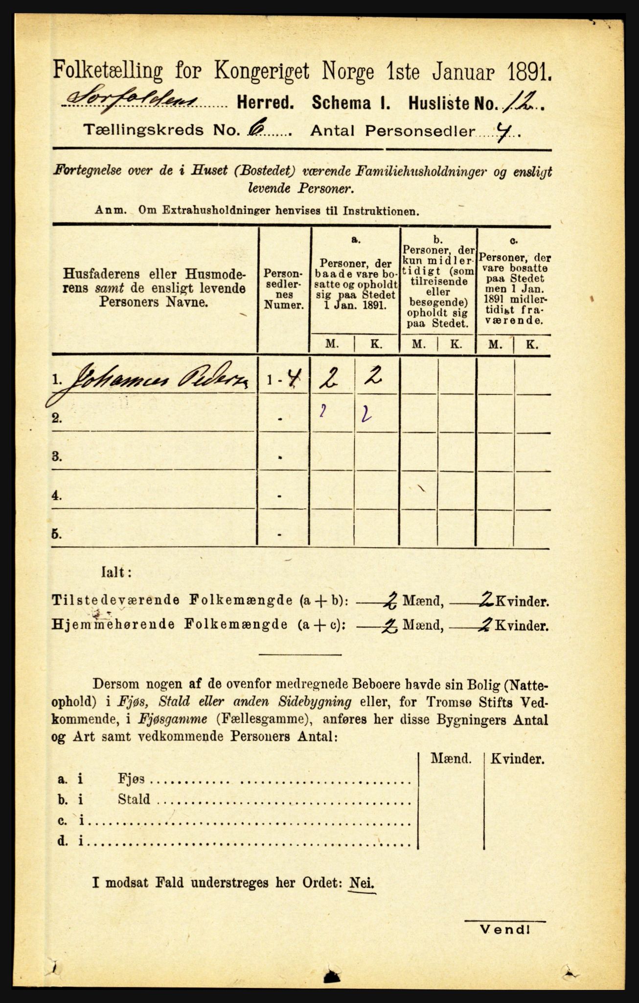 RA, 1891 census for 1845 Sørfold, 1891, p. 1784