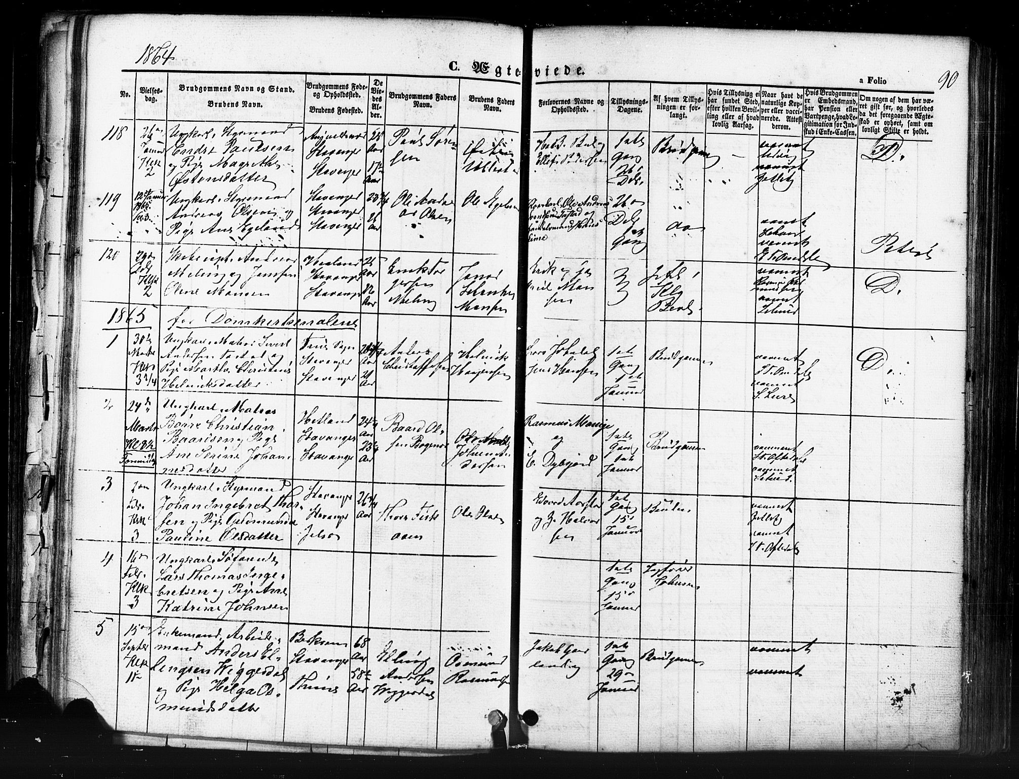 Domkirken sokneprestkontor, SAST/A-101812/001/30/30BB/L0011: Parish register (copy) no. B 11, 1858-1876, p. 90