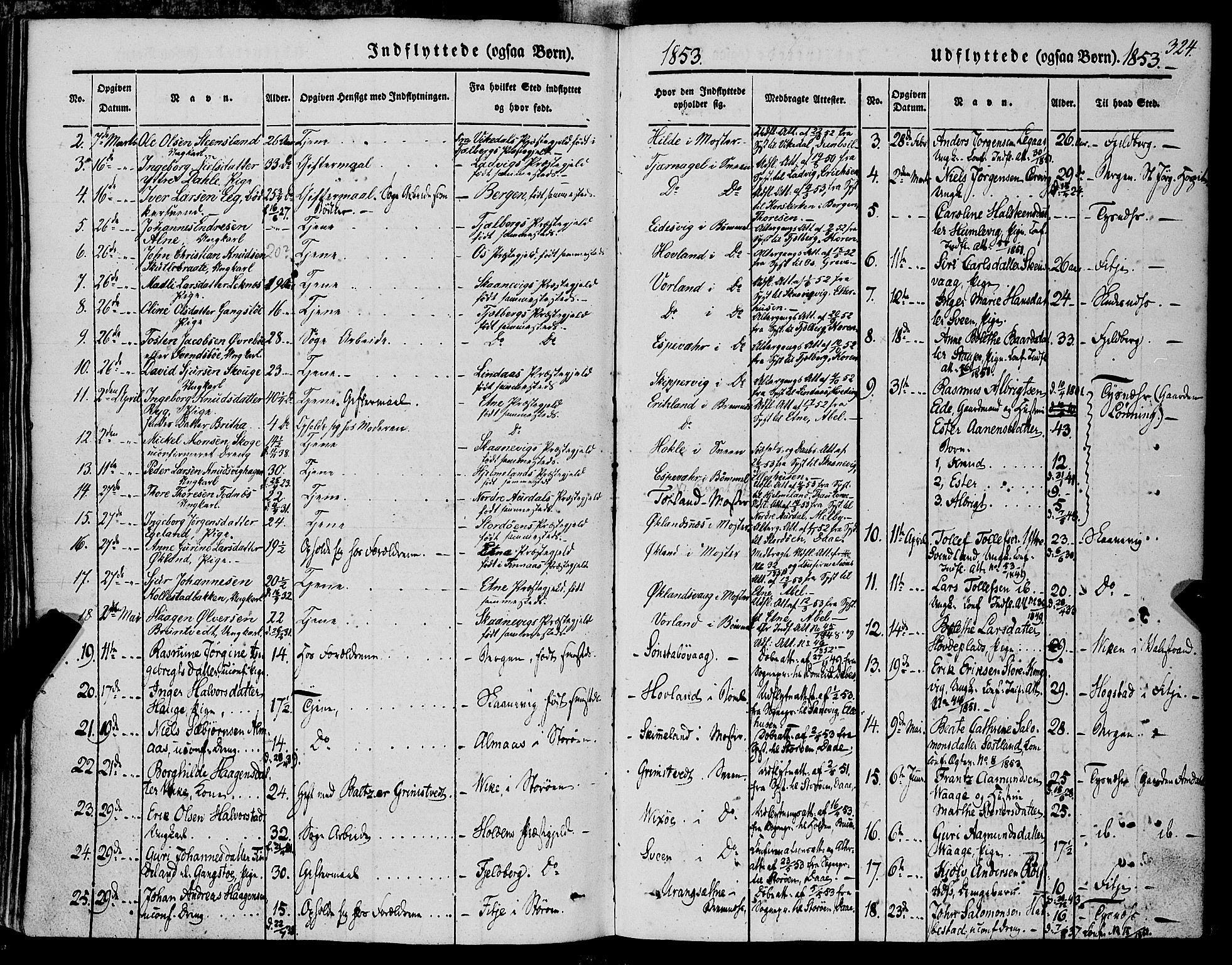 Finnås sokneprestembete, SAB/A-99925/H/Ha/Haa/Haaa/L0007: Parish register (official) no. A 7, 1850-1862, p. 324