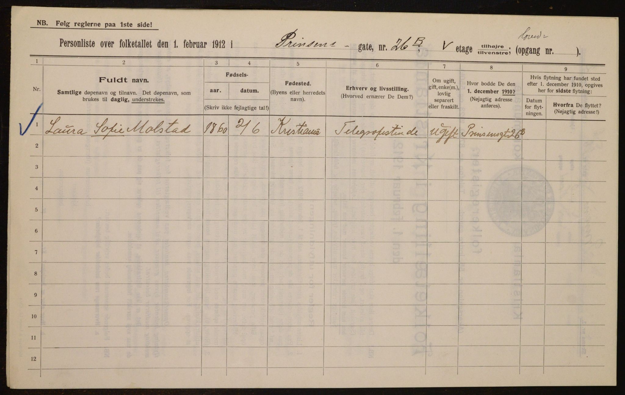 OBA, Municipal Census 1912 for Kristiania, 1912, p. 81616