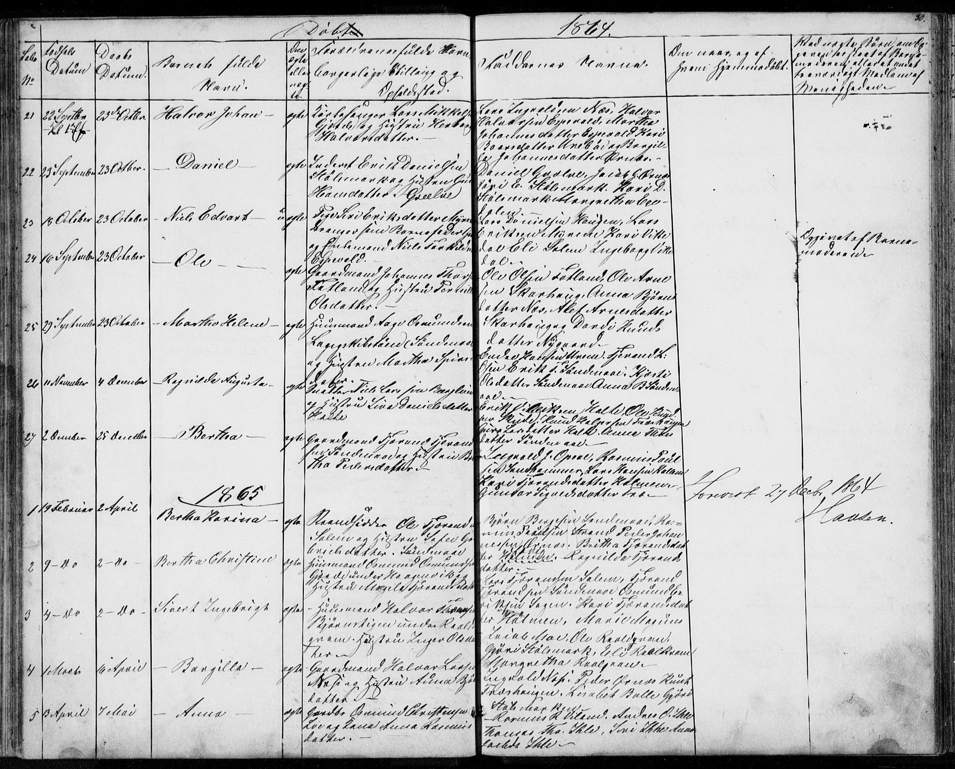 Vikedal sokneprestkontor, SAST/A-101840/01/V: Parish register (copy) no. B 9, 1856-1878, p. 30