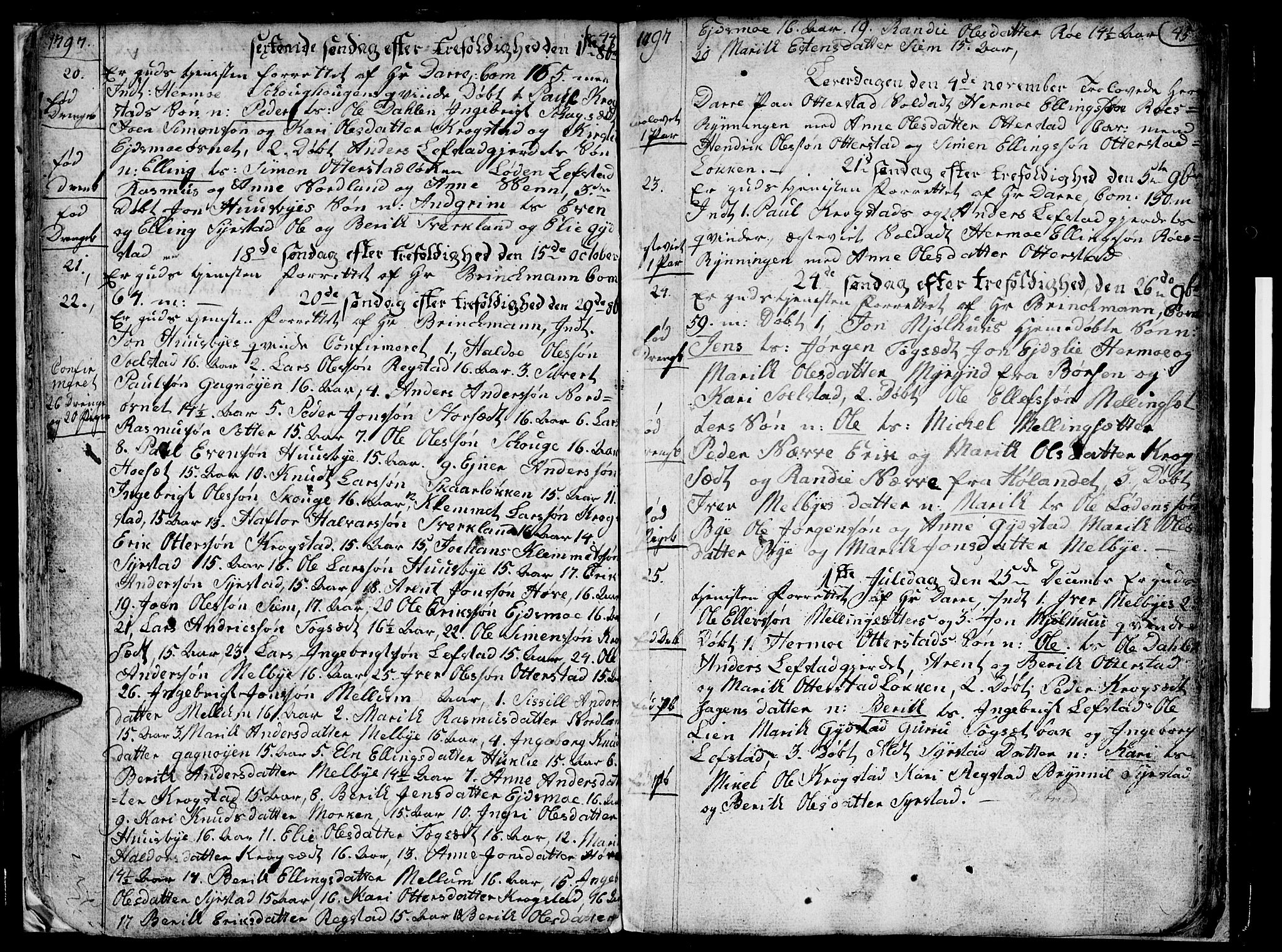 Ministerialprotokoller, klokkerbøker og fødselsregistre - Sør-Trøndelag, SAT/A-1456/667/L0794: Parish register (official) no. 667A02, 1791-1816, p. 44-45