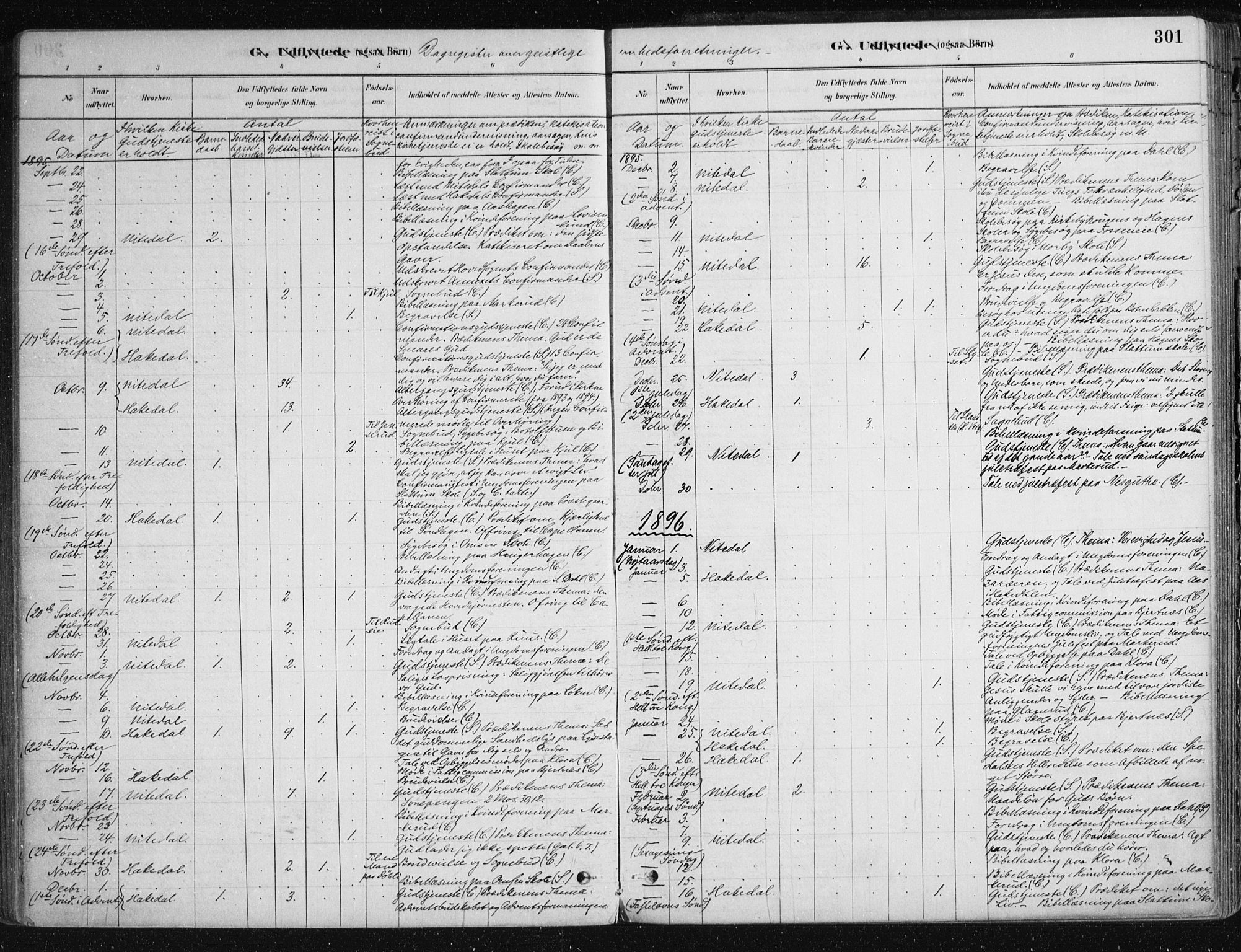 Nittedal prestekontor Kirkebøker, SAO/A-10365a/F/Fa/L0007: Parish register (official) no. I 7, 1879-1901, p. 301