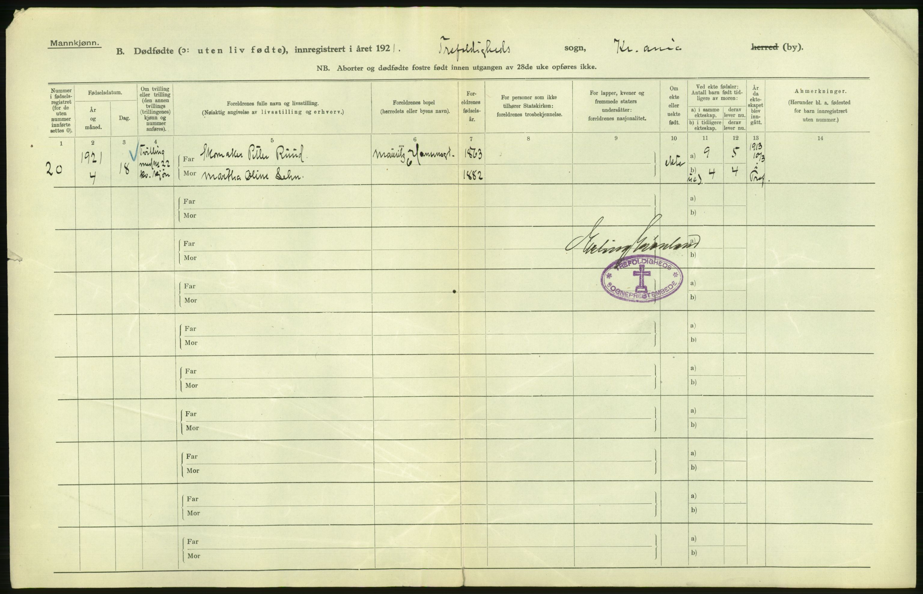 Statistisk sentralbyrå, Sosiodemografiske emner, Befolkning, AV/RA-S-2228/D/Df/Dfc/Dfca/L0013: Kristiania: Døde, dødfødte, 1921, p. 568