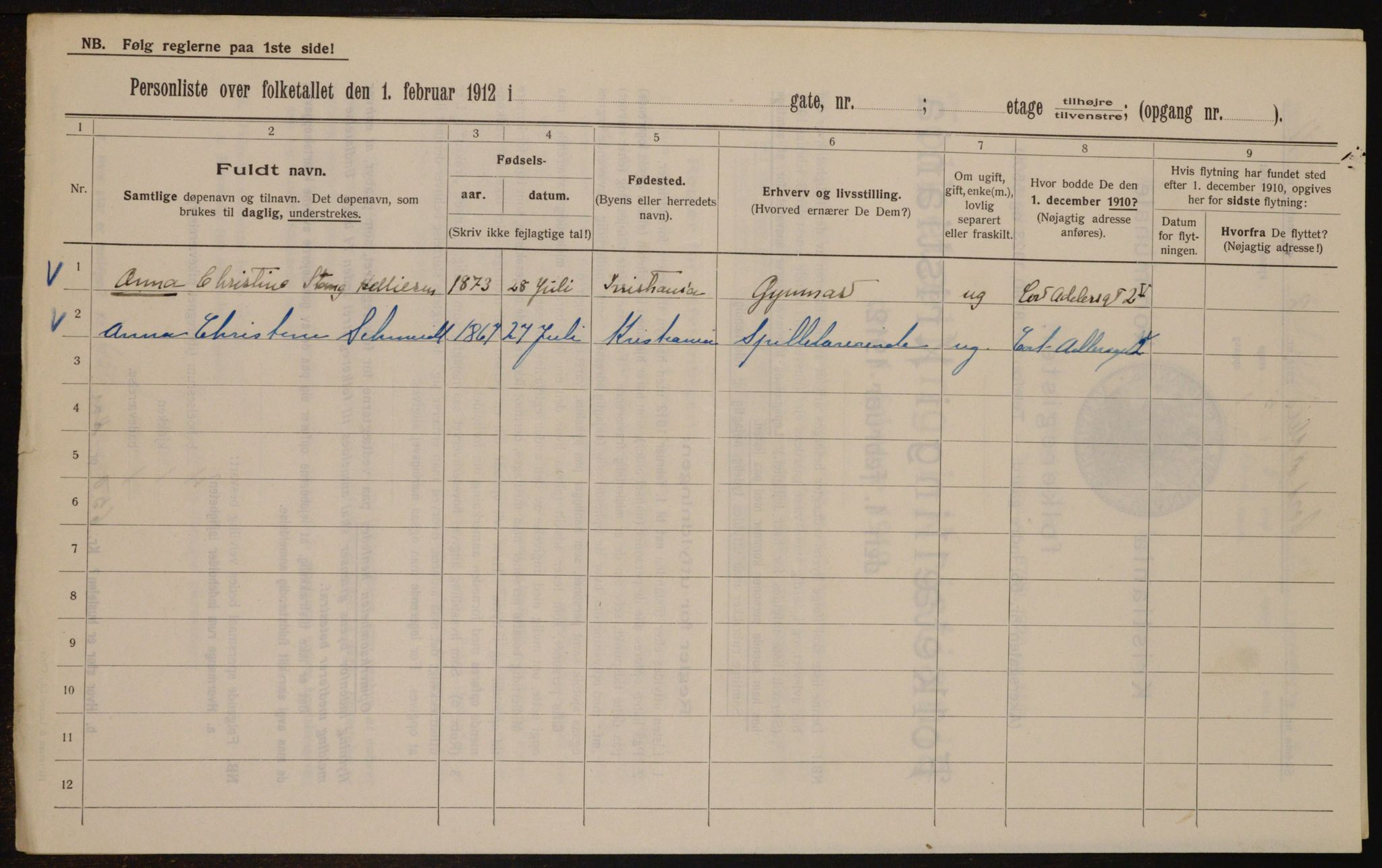 OBA, Municipal Census 1912 for Kristiania, 1912, p. 13513