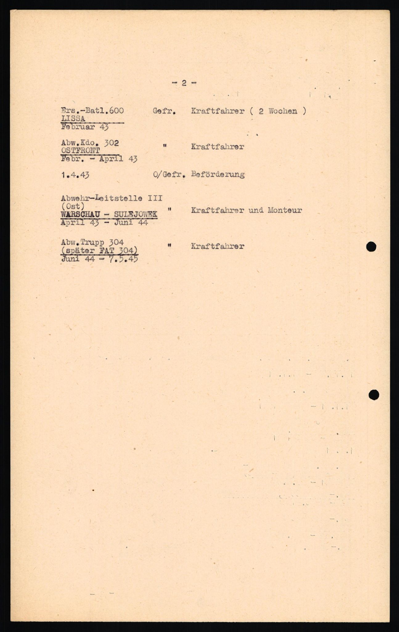 Forsvaret, Forsvarets overkommando II, RA/RAFA-3915/D/Db/L0010: CI Questionaires. Tyske okkupasjonsstyrker i Norge. Tyskere., 1945-1946, p. 124