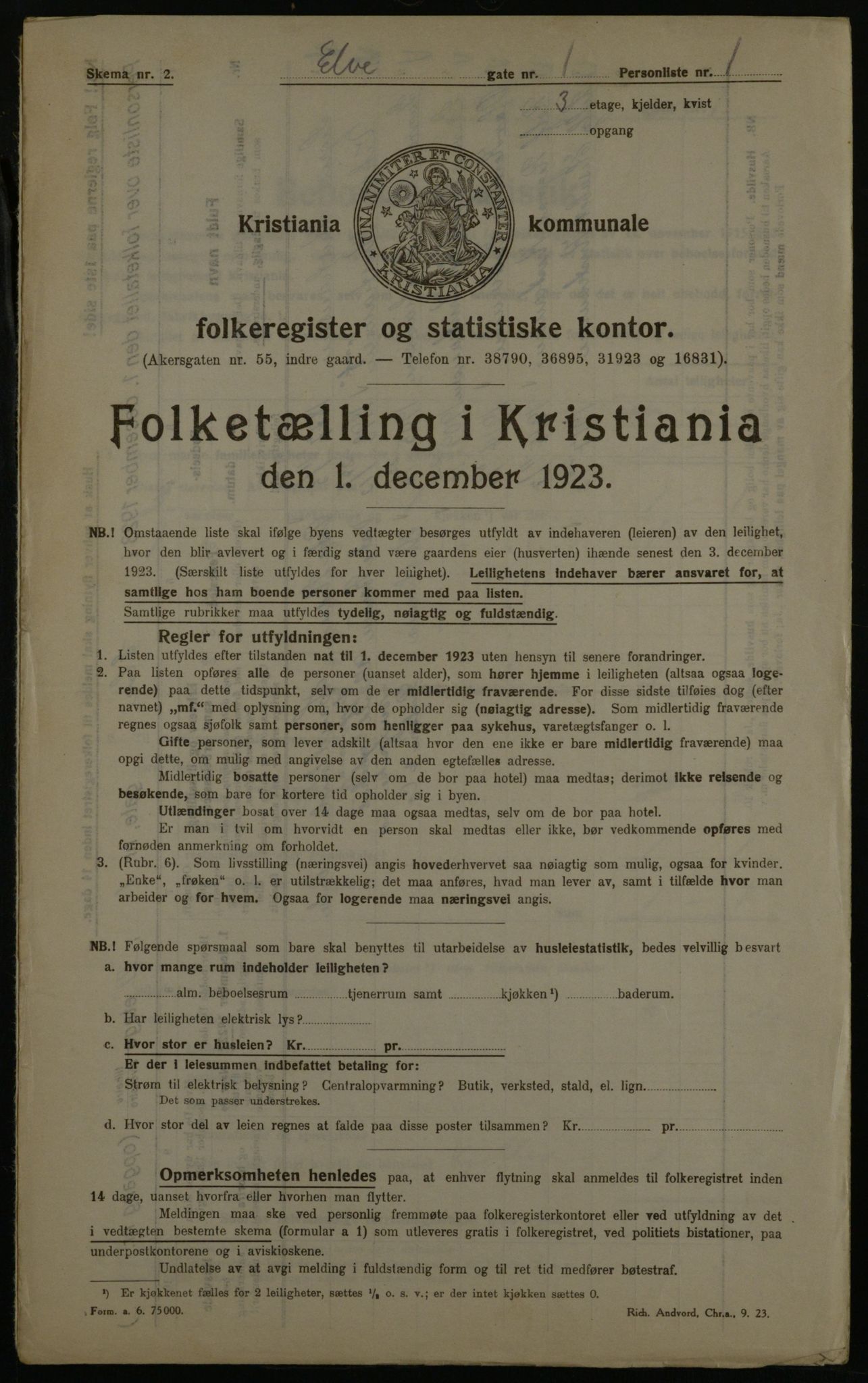 OBA, Municipal Census 1923 for Kristiania, 1923, p. 23238