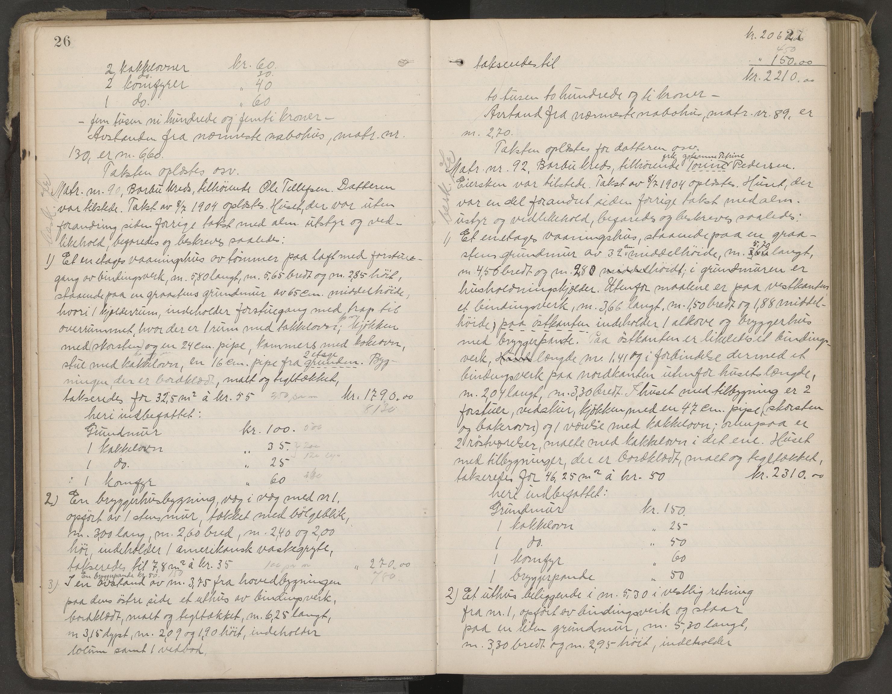 Norges Brannkasse Arendal, AV/SAK-2241-0002/F/Fa/L0029: Branntakstprotokoll nr. 27 med matrikkelnummerregister, 1916-1918