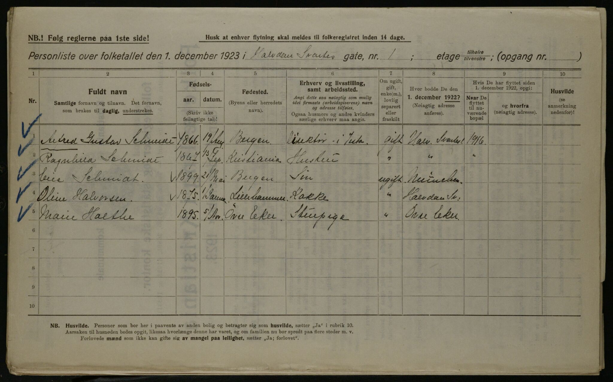 OBA, Municipal Census 1923 for Kristiania, 1923, p. 38183