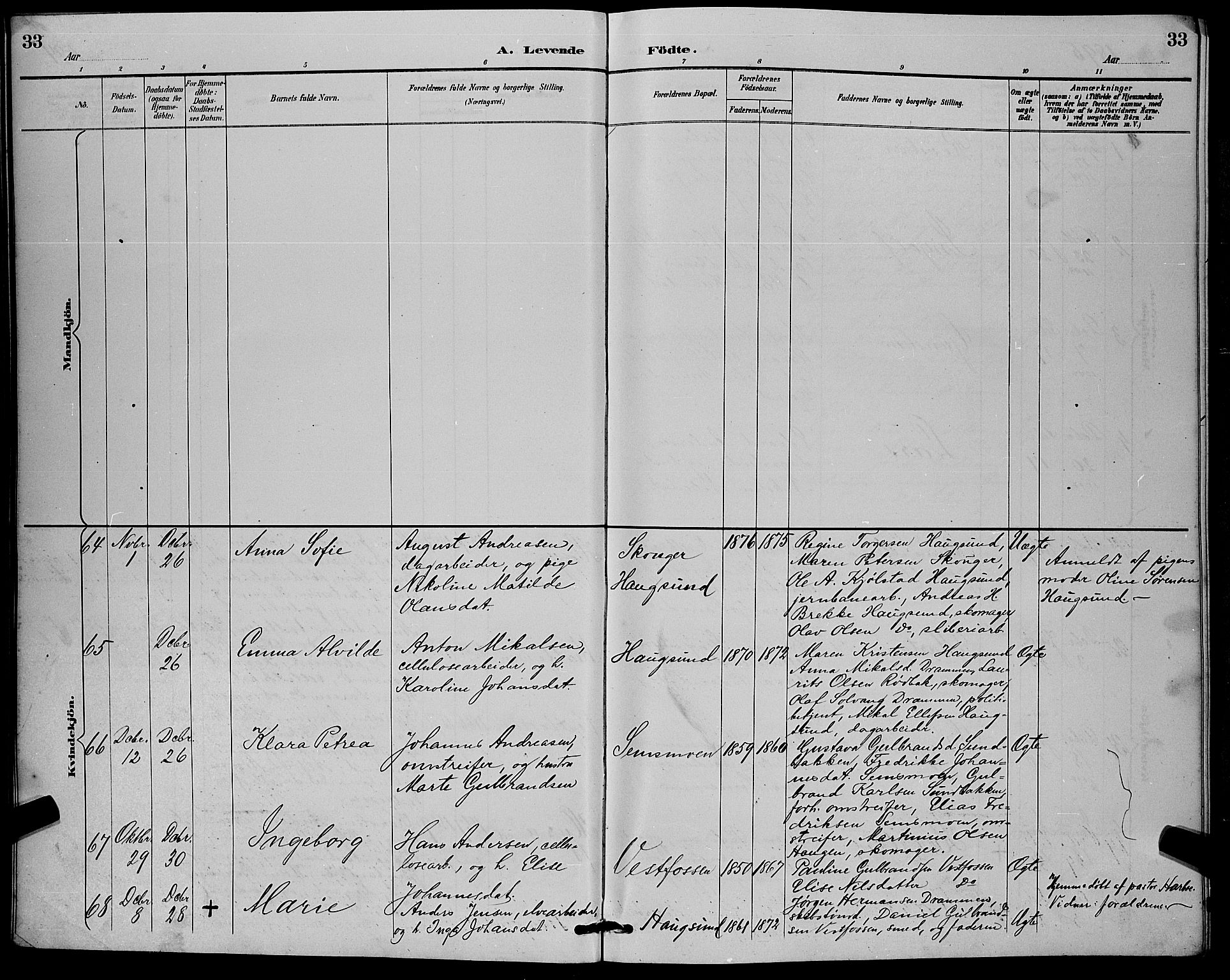 Eiker kirkebøker, SAKO/A-4/G/Ga/L0007: Parish register (copy) no. I 7, 1893-1902, p. 33