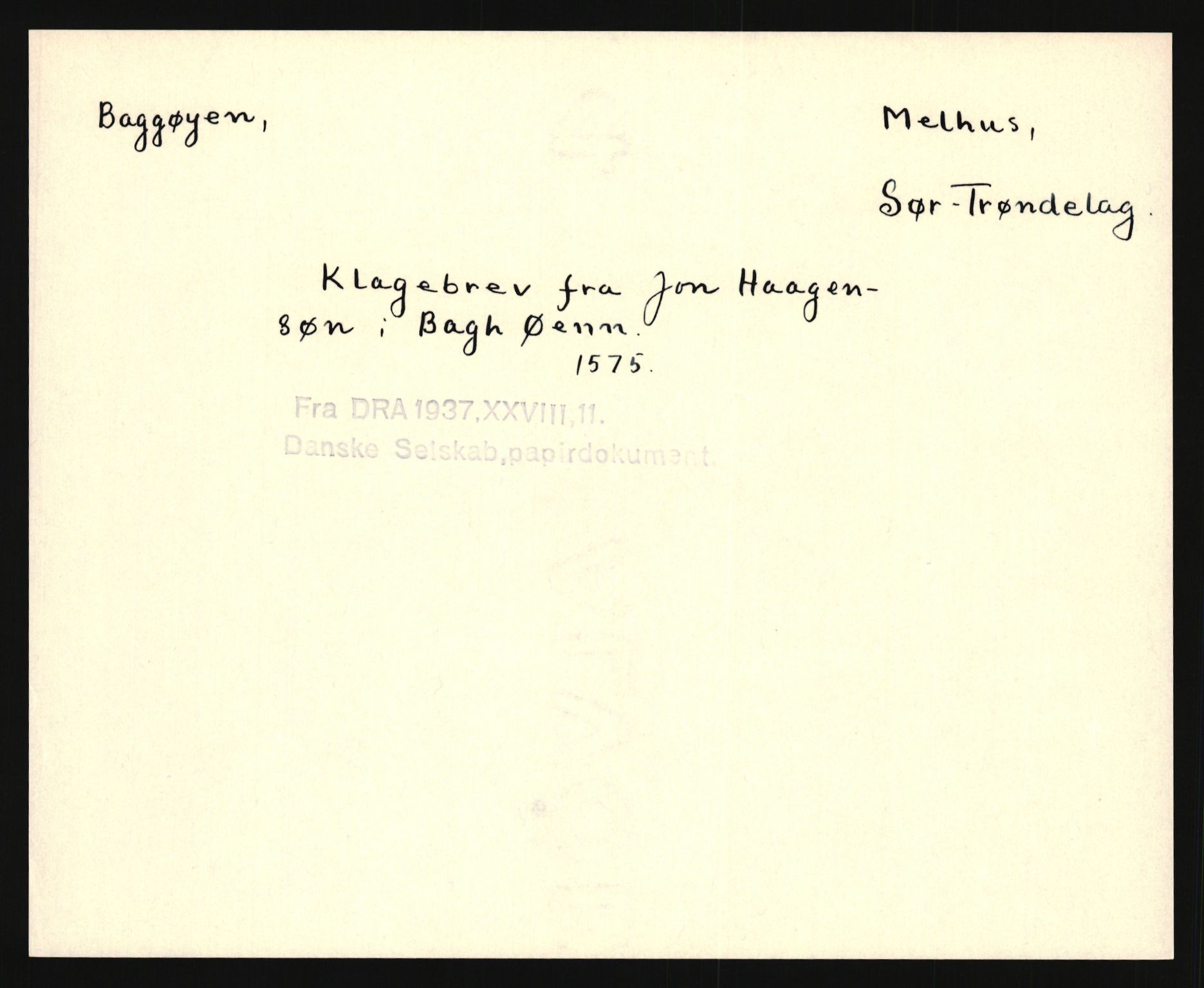 Riksarkivets diplomsamling, AV/RA-EA-5965/F35/F35e/L0032: Registreringssedler Sør-Trøndelag, 1400-1700, p. 305