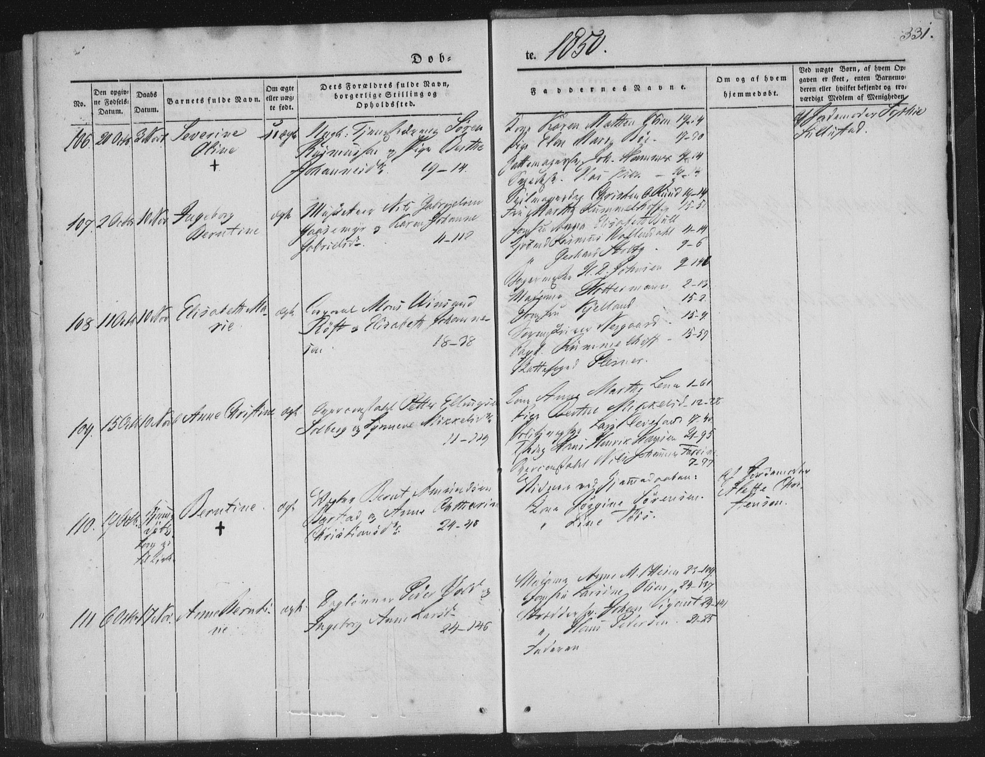 Korskirken sokneprestembete, AV/SAB-A-76101/H/Haa/L0016: Parish register (official) no. B 2, 1841-1851, p. 331