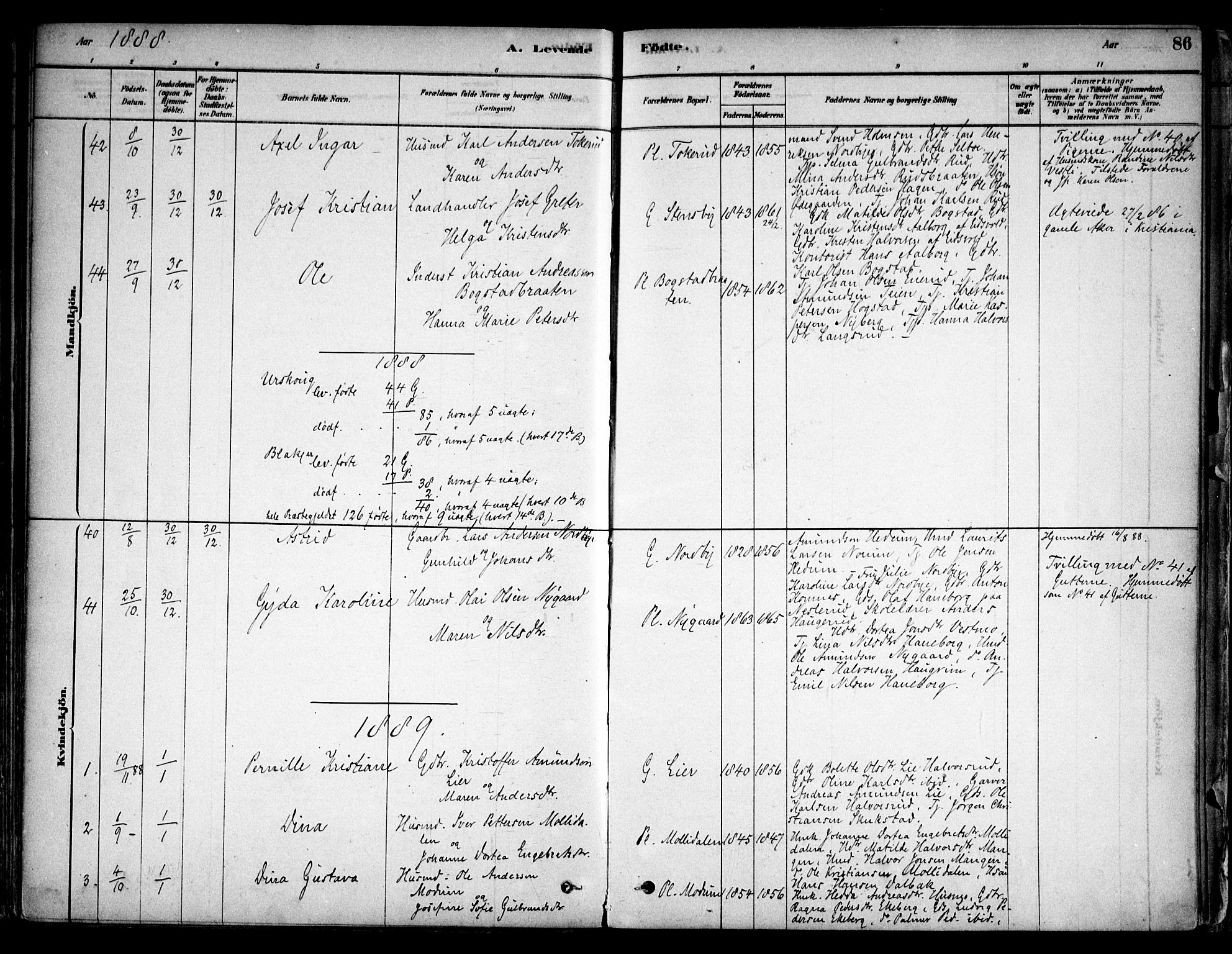 Aurskog prestekontor Kirkebøker, SAO/A-10304a/F/Fa/L0008: Parish register (official) no. I 8, 1878-1937, p. 86
