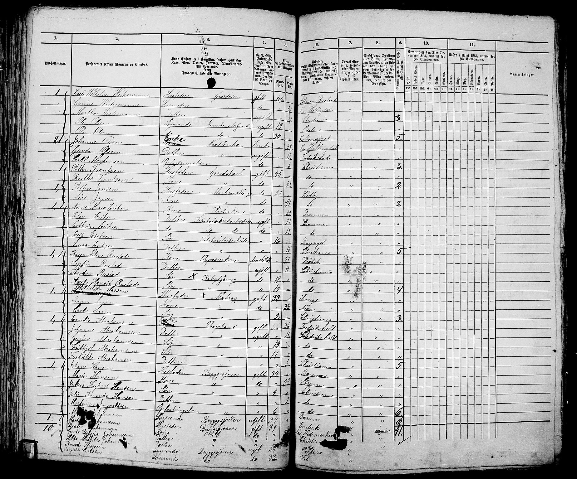 RA, 1865 census for Kristiania, 1865, p. 1315