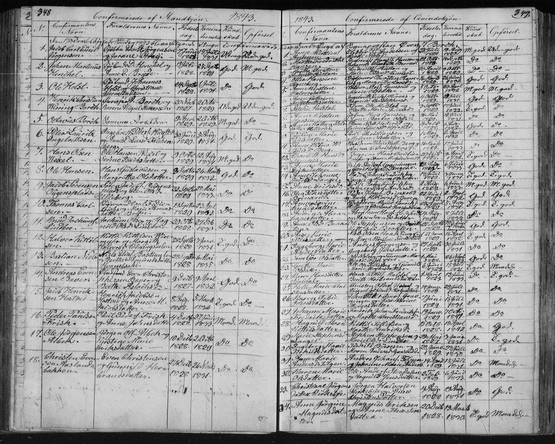 Kongsberg kirkebøker, SAKO/A-22/F/Fa/L0009: Parish register (official) no. I 9, 1839-1858, p. 348-349