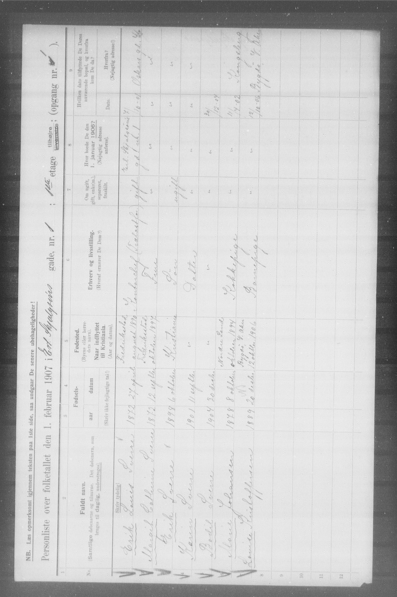 OBA, Municipal Census 1907 for Kristiania, 1907, p. 11118