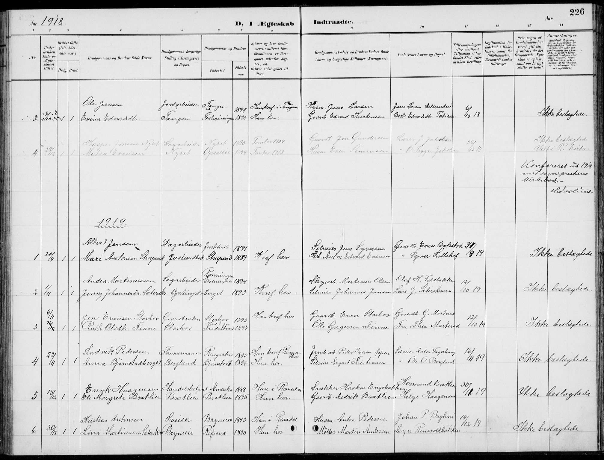 Romedal prestekontor, AV/SAH-PREST-004/L/L0013: Parish register (copy) no. 13, 1896-1937, p. 226