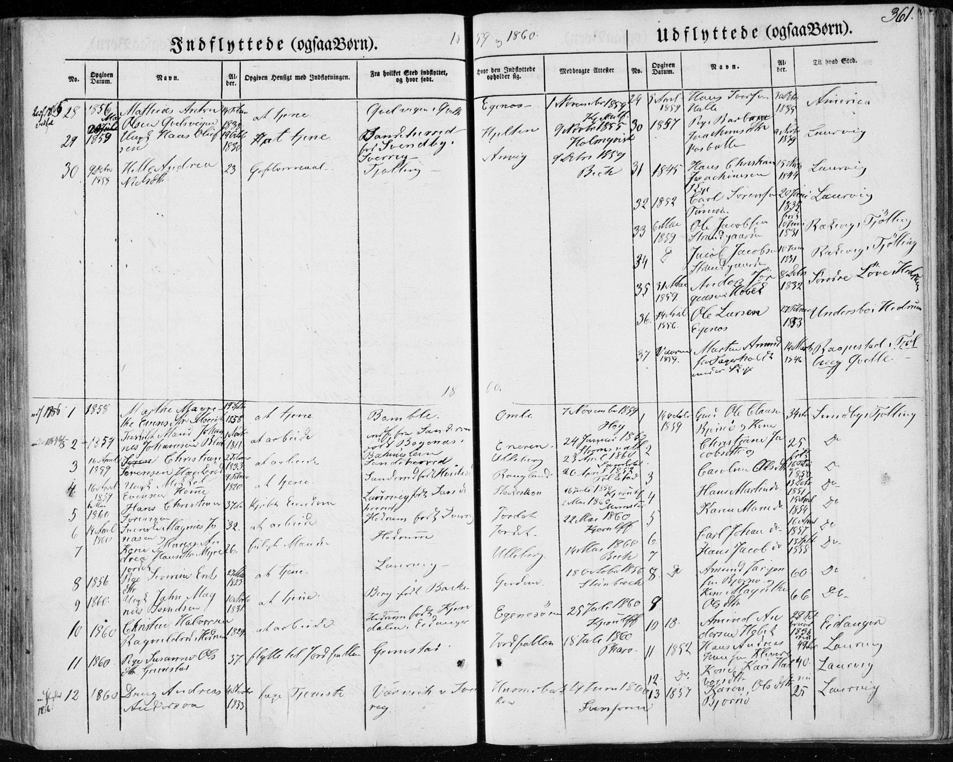 Brunlanes kirkebøker, AV/SAKO-A-342/F/Fa/L0004: Parish register (official) no. I 4, 1846-1862, p. 361