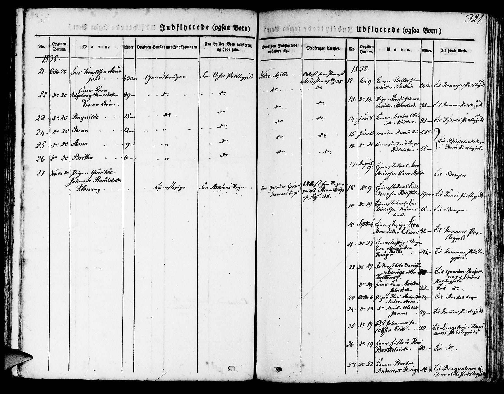 Haus sokneprestembete, AV/SAB-A-75601/H/Haa: Parish register (official) no. A 14, 1827-1838, p. 321