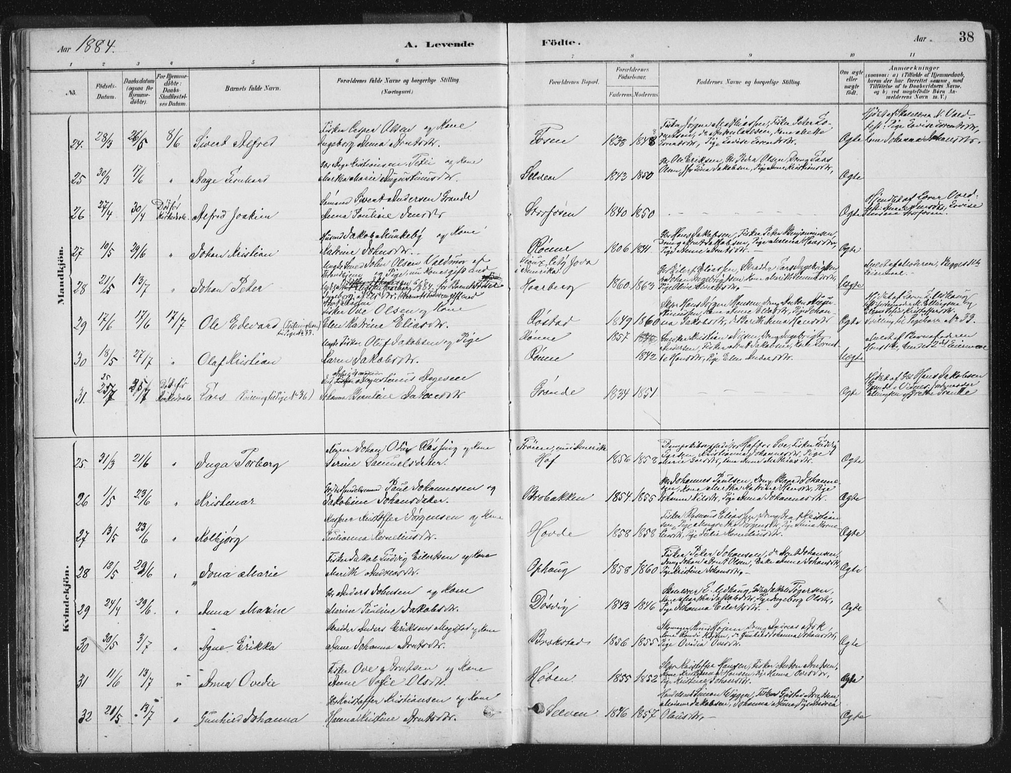 Ministerialprotokoller, klokkerbøker og fødselsregistre - Sør-Trøndelag, AV/SAT-A-1456/659/L0739: Parish register (official) no. 659A09, 1879-1893, p. 38