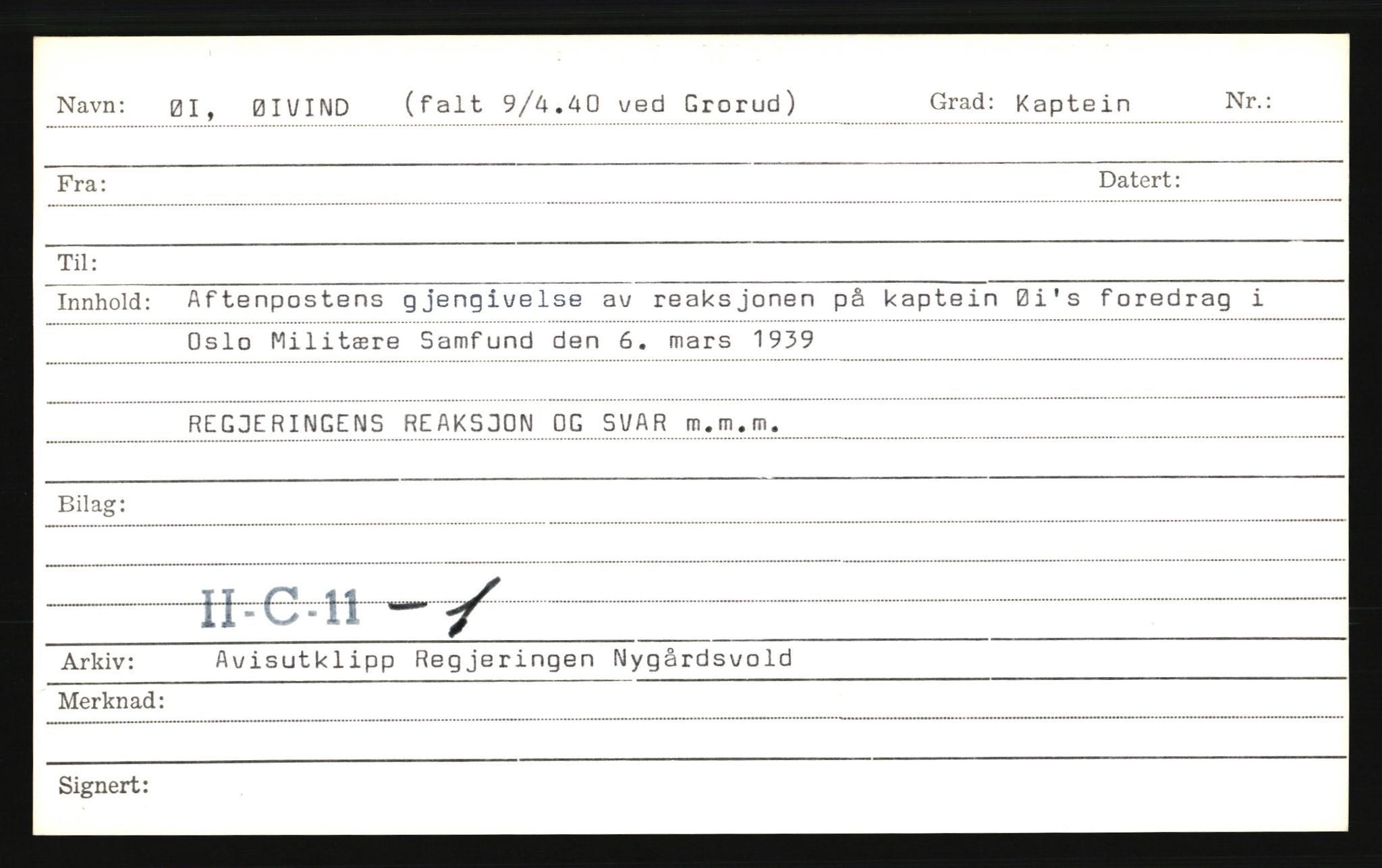 Forsvaret, Forsvarets krigshistoriske avdeling, AV/RA-RAFA-2017/E/Ed/L0159: FKA:  Forfatterkartotek Sl - Å., 1945-1979, p. 1678