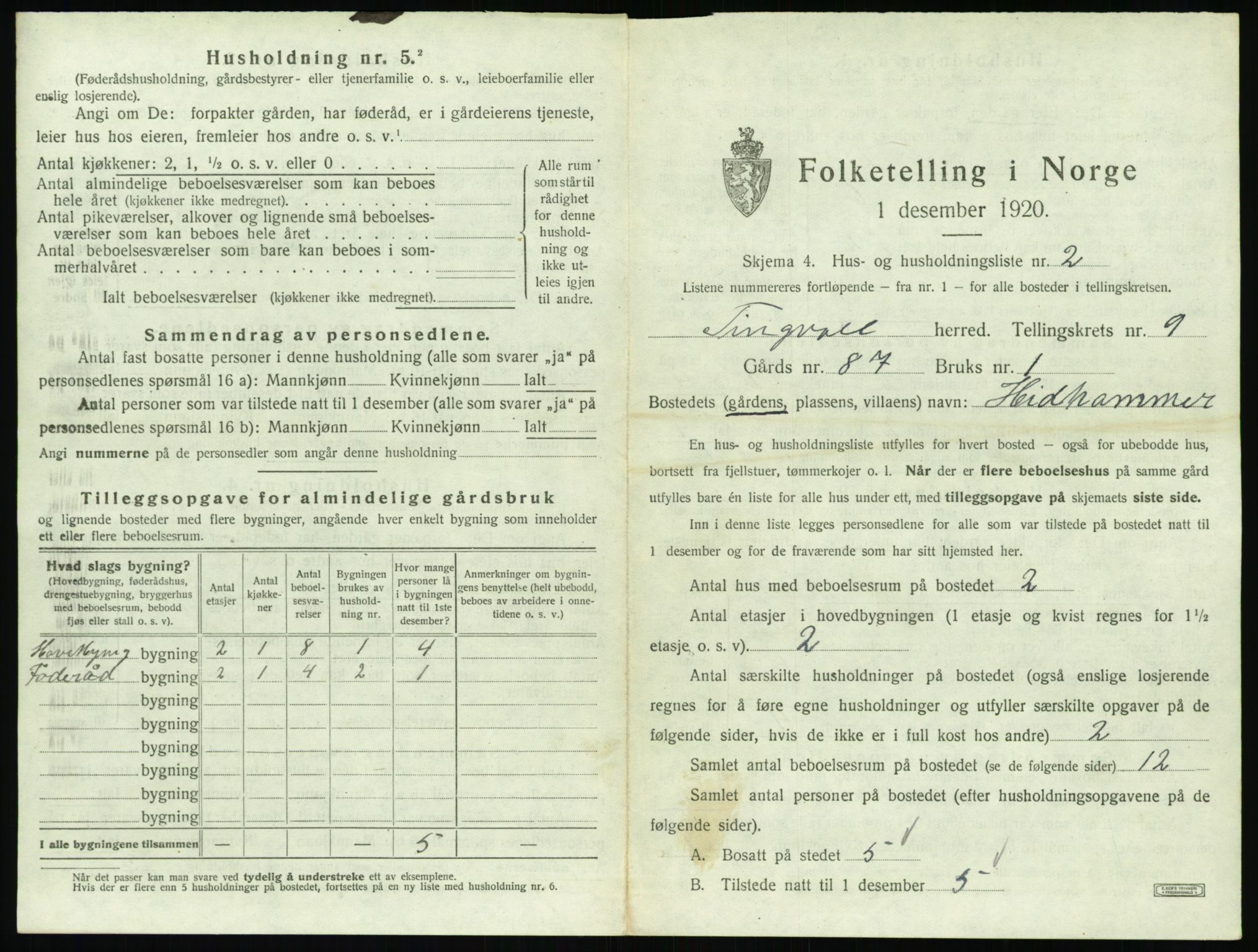 SAT, 1920 census for Tingvoll, 1920, p. 702