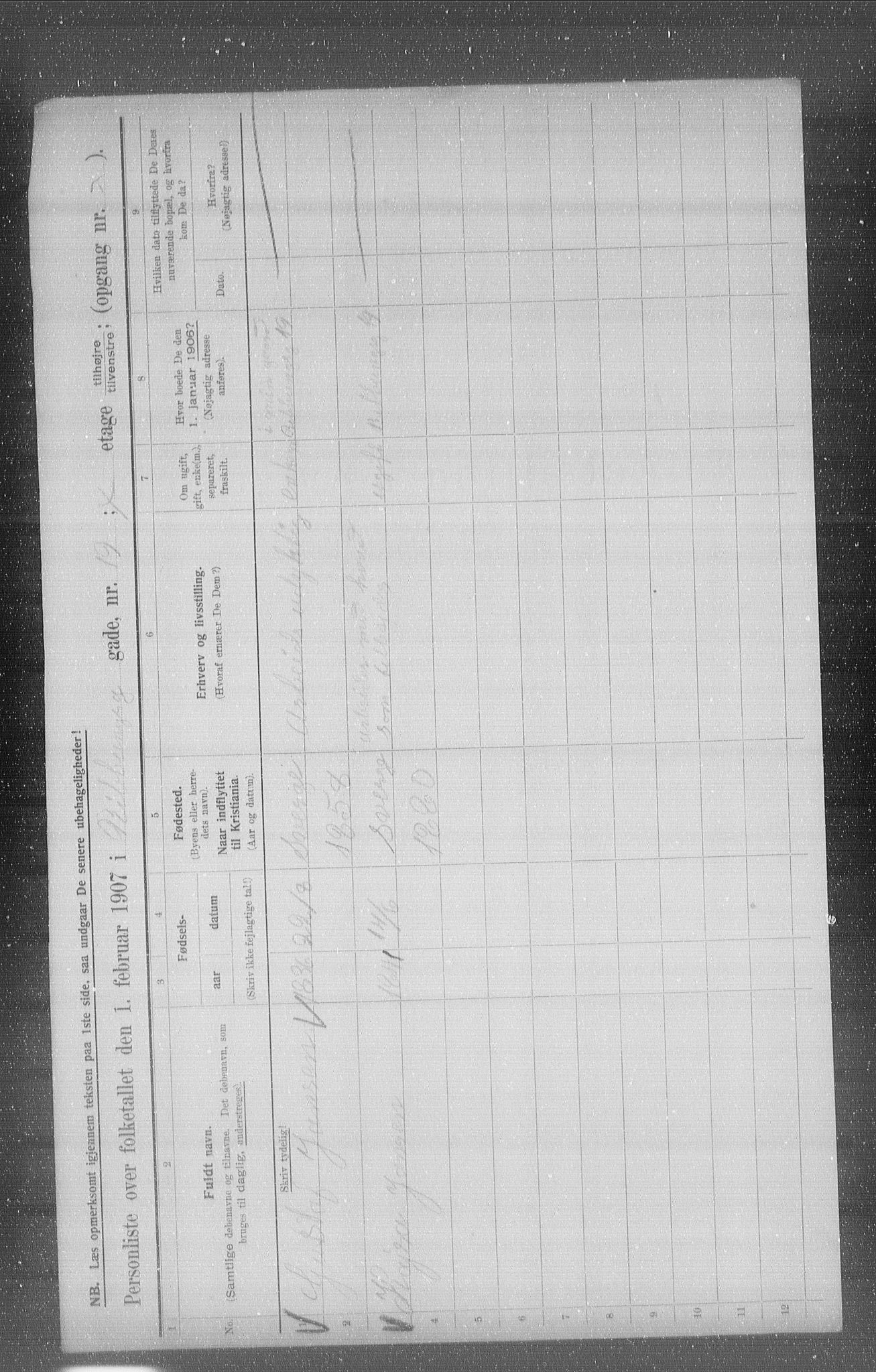 OBA, Municipal Census 1907 for Kristiania, 1907, p. 42354