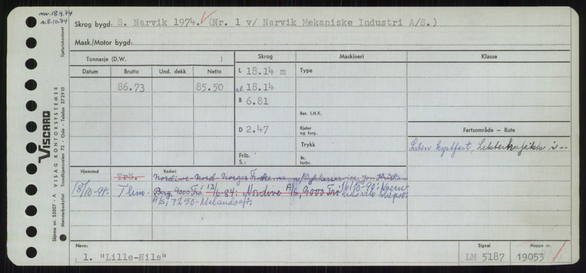 Sjøfartsdirektoratet med forløpere, Skipsmålingen, RA/S-1627/H/Hc/L0001: Lektere, A-Y, p. 283