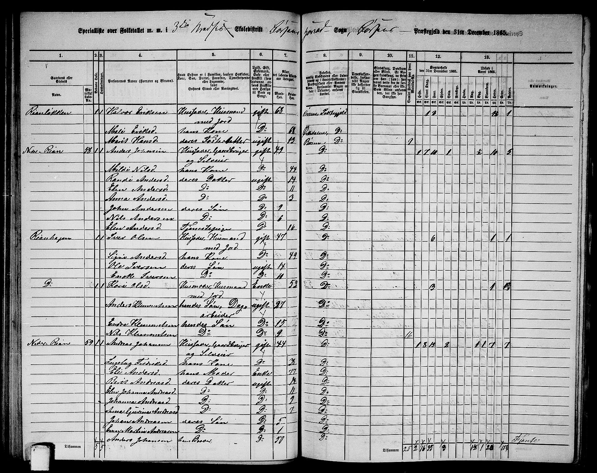 RA, 1865 census for Børsa, 1865, p. 61