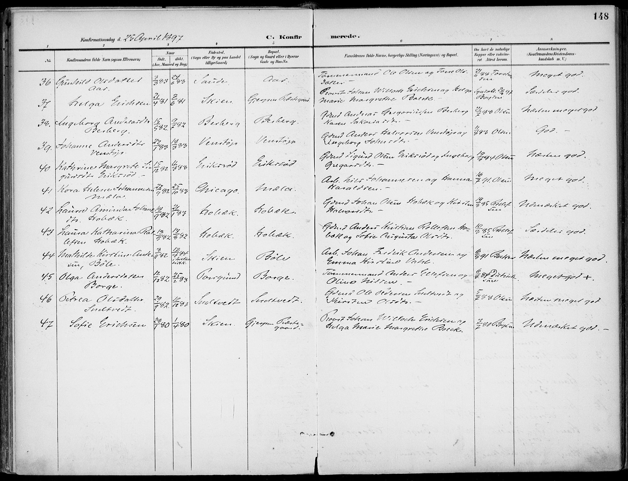 Gjerpen kirkebøker, AV/SAKO-A-265/F/Fa/L0011: Parish register (official) no. I 11, 1896-1904, p. 148