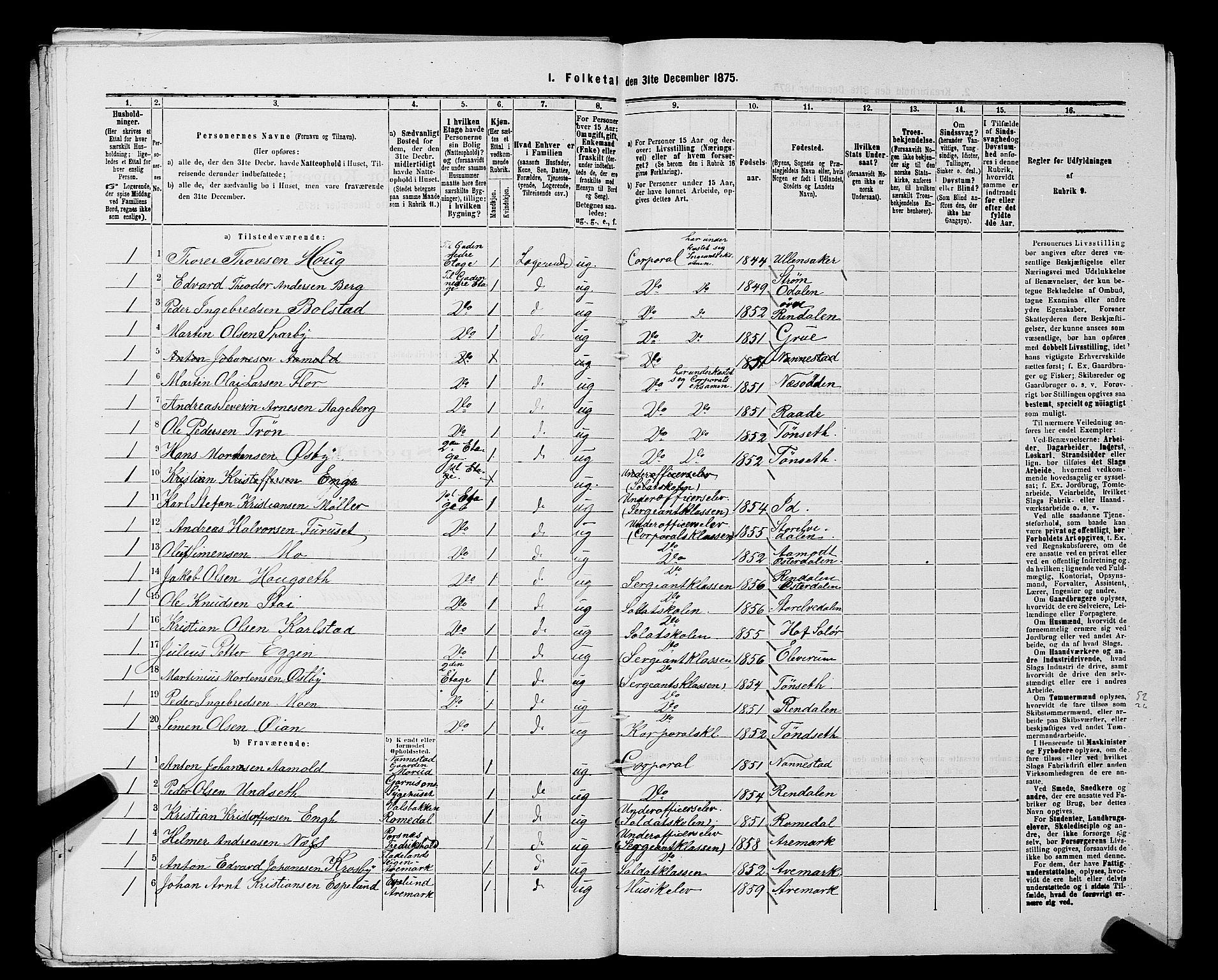 RA, 1875 census for 0101P Fredrikshald, 1875, p. 1018