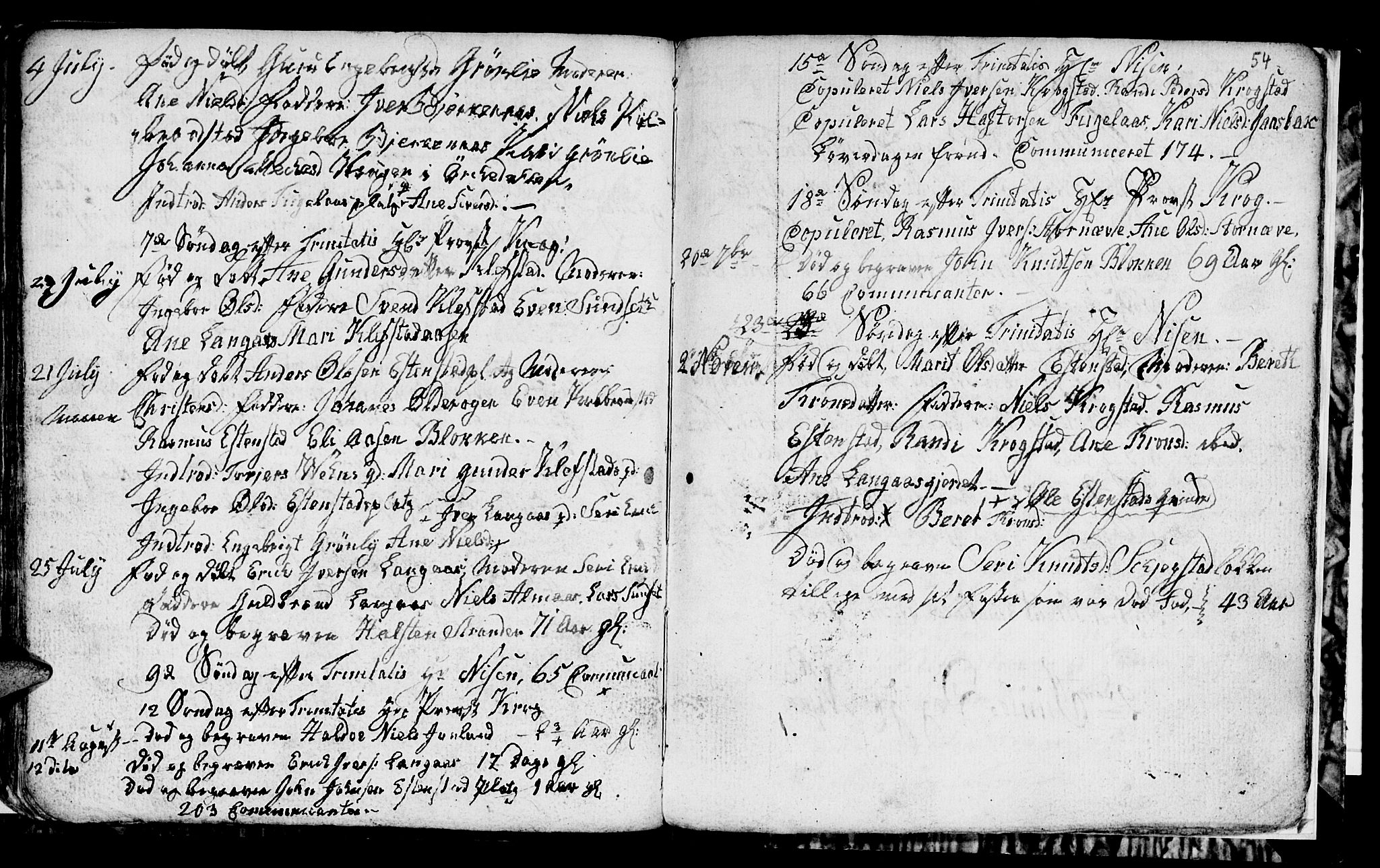 Ministerialprotokoller, klokkerbøker og fødselsregistre - Sør-Trøndelag, SAT/A-1456/694/L1129: Parish register (copy) no. 694C01, 1793-1815, p. 54a